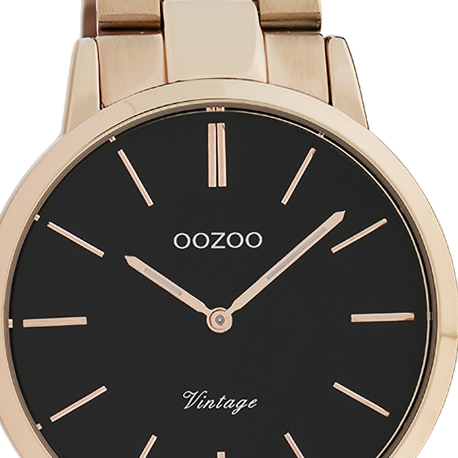 OOZOO Quarzuhr Oozoo Damen Armbanduhr Vintage Series, (Analoguhr), Damenuhr rund, mittel (ca. 38mm), Metallarmband rosegold, Fashion