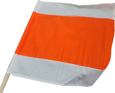 AnyTools Sicherheitsfahne Warnfahne Warnflagge Schwenkflagge Schwenkfahne orange/weiß 50 x 50 cm, mit 80 cm Stiel