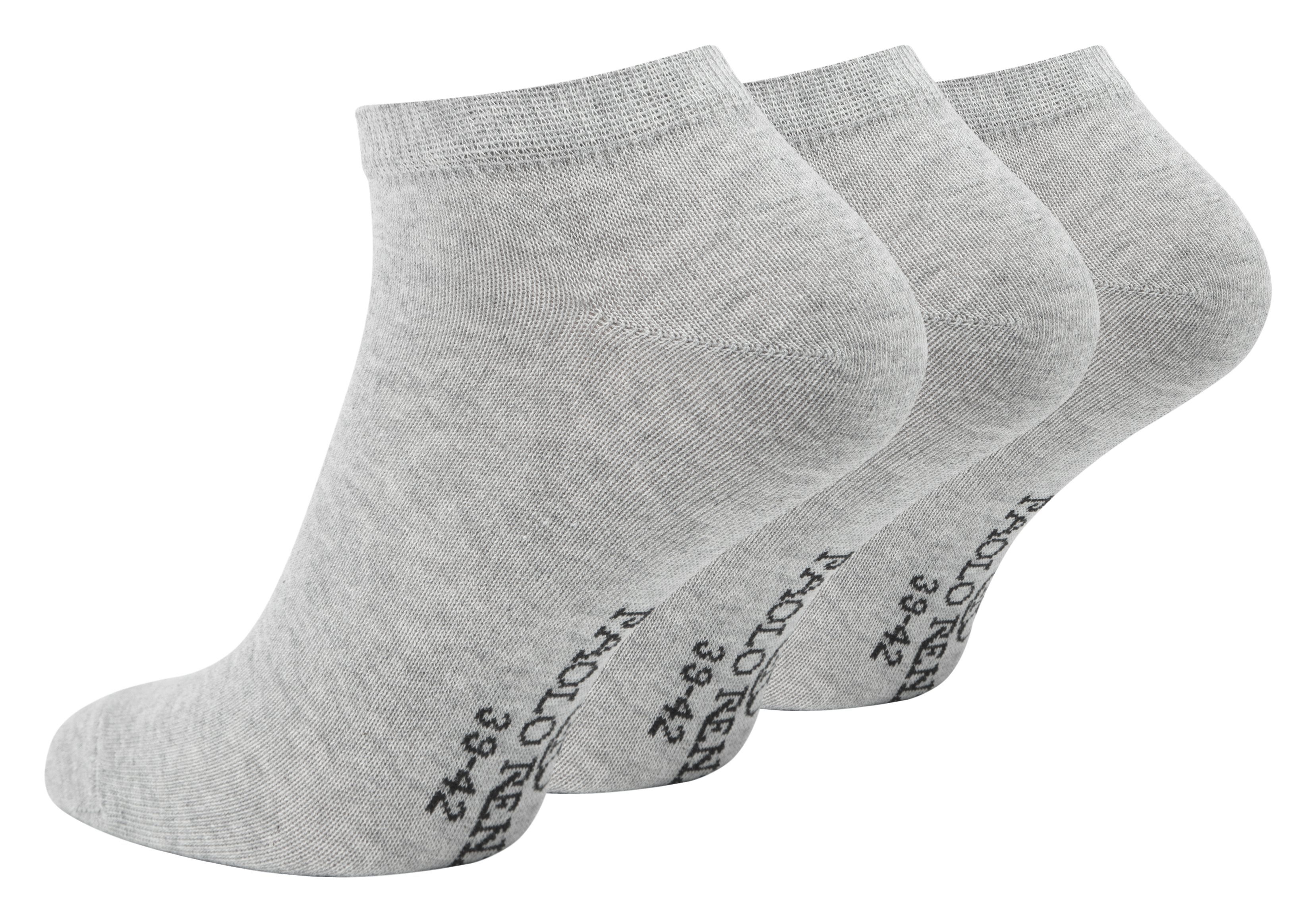 Atmungsaktive Renzo Unisex aus Damen Sneakersocken hochwertiger (3-Paar) Herren Grau Baumwolle Socken Sneaker für und Paolo