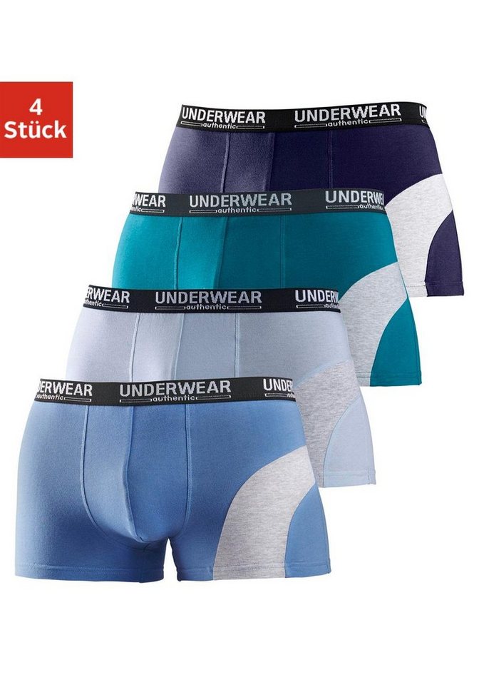 AUTHENTIC UNDERWEAR Boxer (Packung, 4-St) mit kontrastfarbenen Einsatz