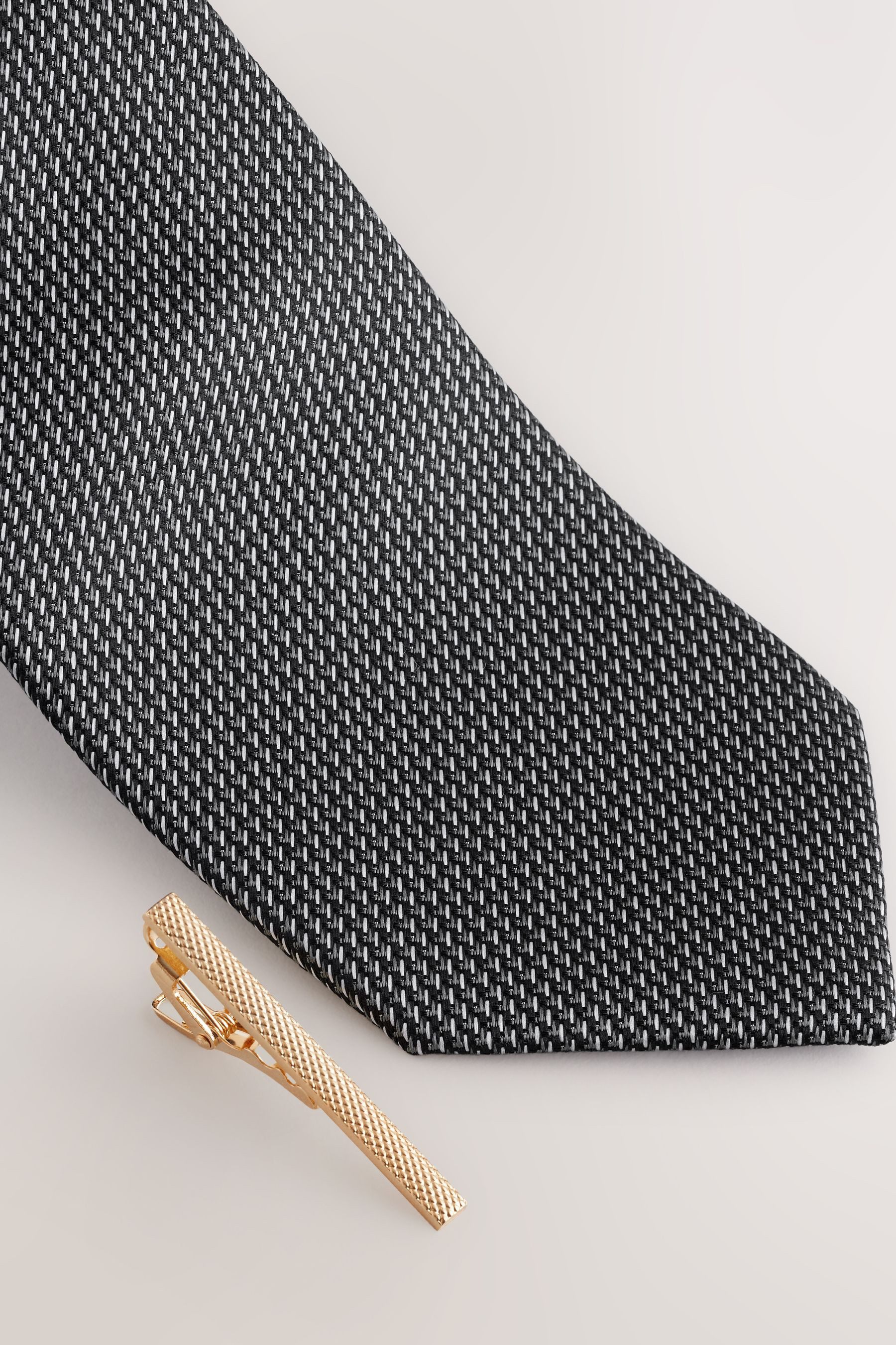 Next Krawatte Strukturierte Krawatte mit Krawattenklammer, Breit (2-St) günstig online kaufen