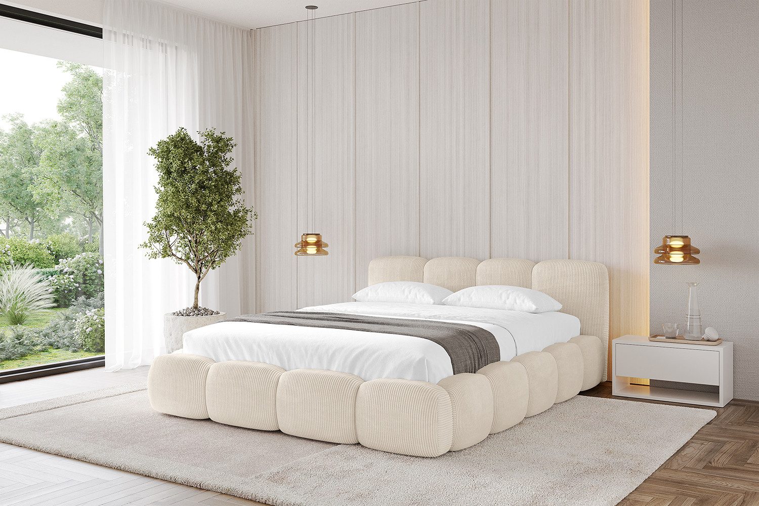 ALTDECOR Polsterbett KALA-v1 (Polsterbett mit Bettkasten und Lattenrost, Boxbett ohne Matratze), Doppelbett mit Stauraum, Bett mit Kopfteil