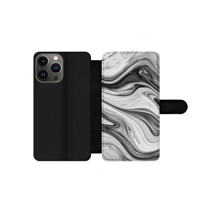 MuchoWow Handyhülle Marmor - Muster - Grau - Marmoroptik - Schwarz Handyhülle Telefonhülle Apple iPhone 13 Pro
