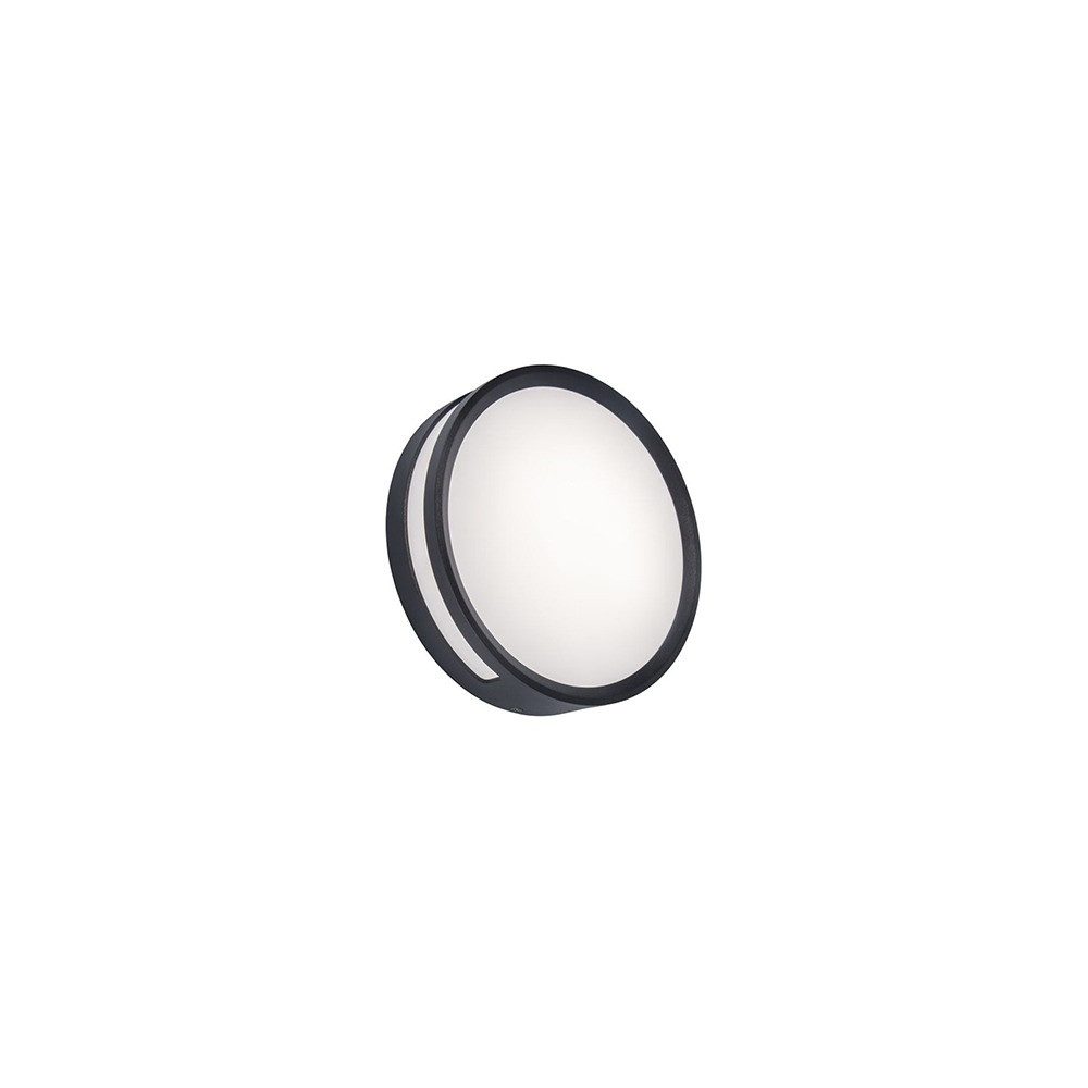 LUTEC Außen-Deckenleuchte, LED-Leuchtmittel fest verbaut, Warmweiß, LED Außendeckenleuchte Deckenlampe opal Anthrazit Aluminium D18,3cm
