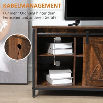 HOMCOM TV-Board TV-Schrank (Set, 1 St., 1 x TV-Bank), TV Schrank mit Schiebetüren im Industrial Design 120 x 40 x 54cm