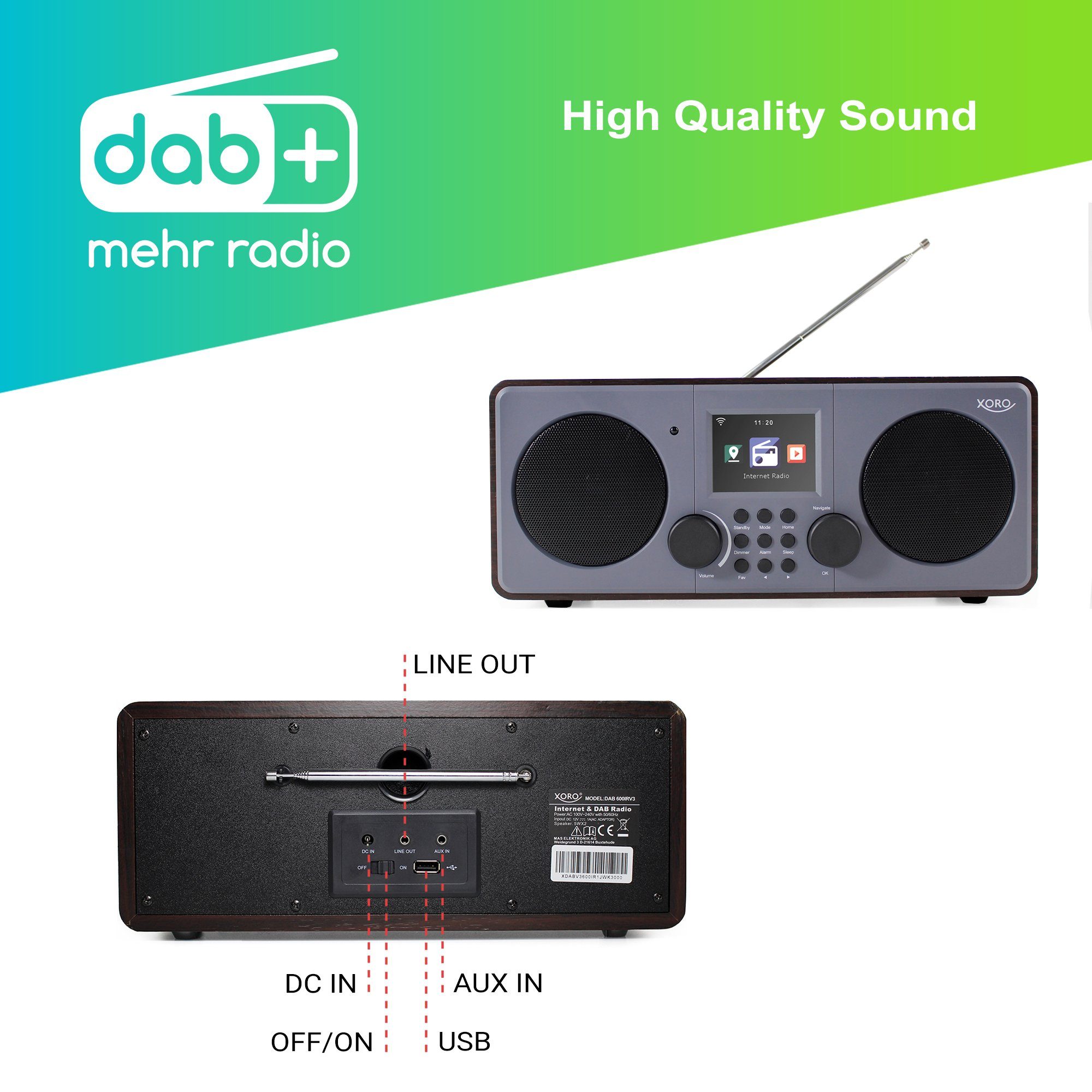 DAB+/WLAN-Stereo-Internetradio XORO DAB Internet-Radio 600 Xoro IR V3