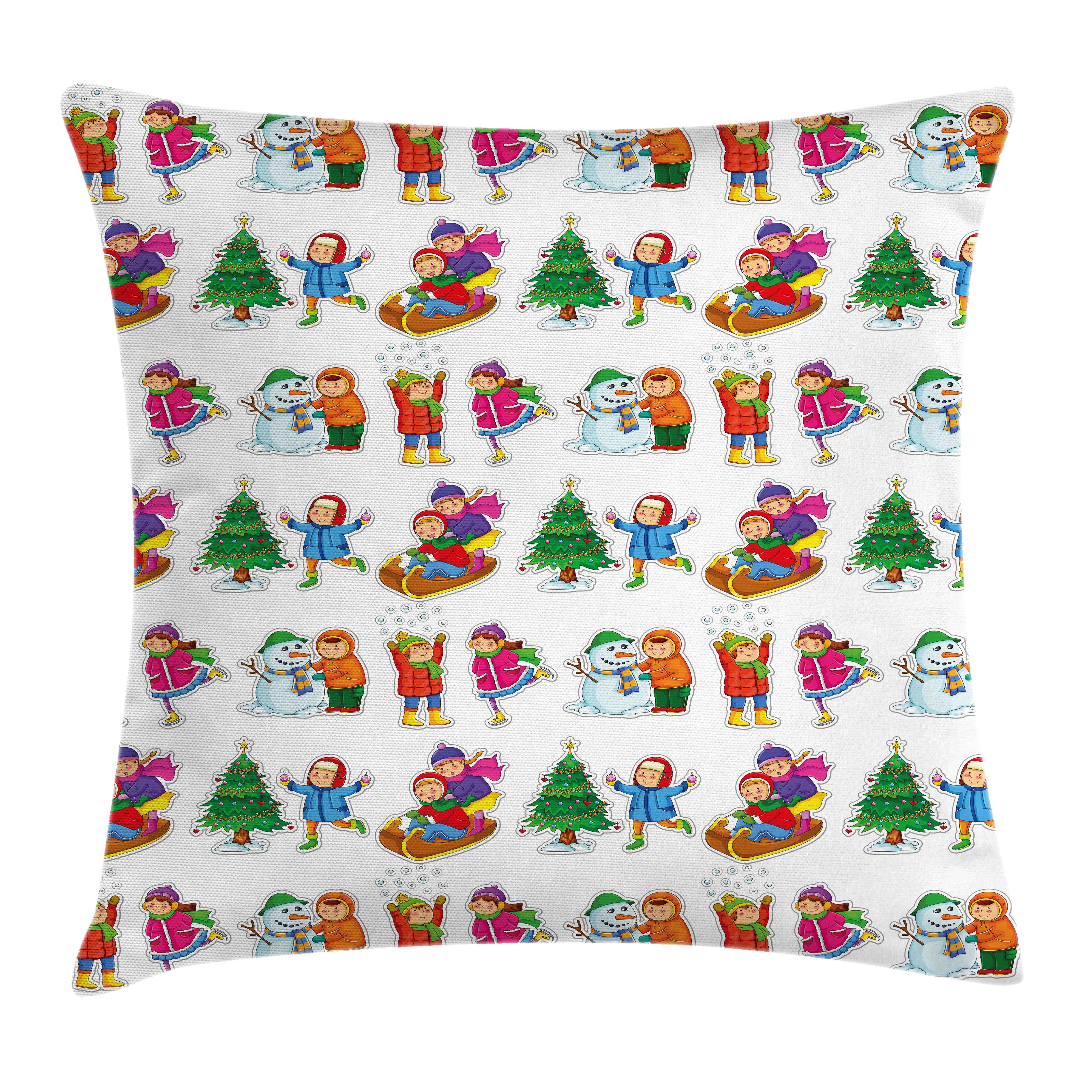 Kissenbezüge Reißverschluss Kissenhülle mit Farbfesten Farben Beidseitiger Druck, Abakuhaus (1 Stück), Winter Kinder in Saison Kleidung