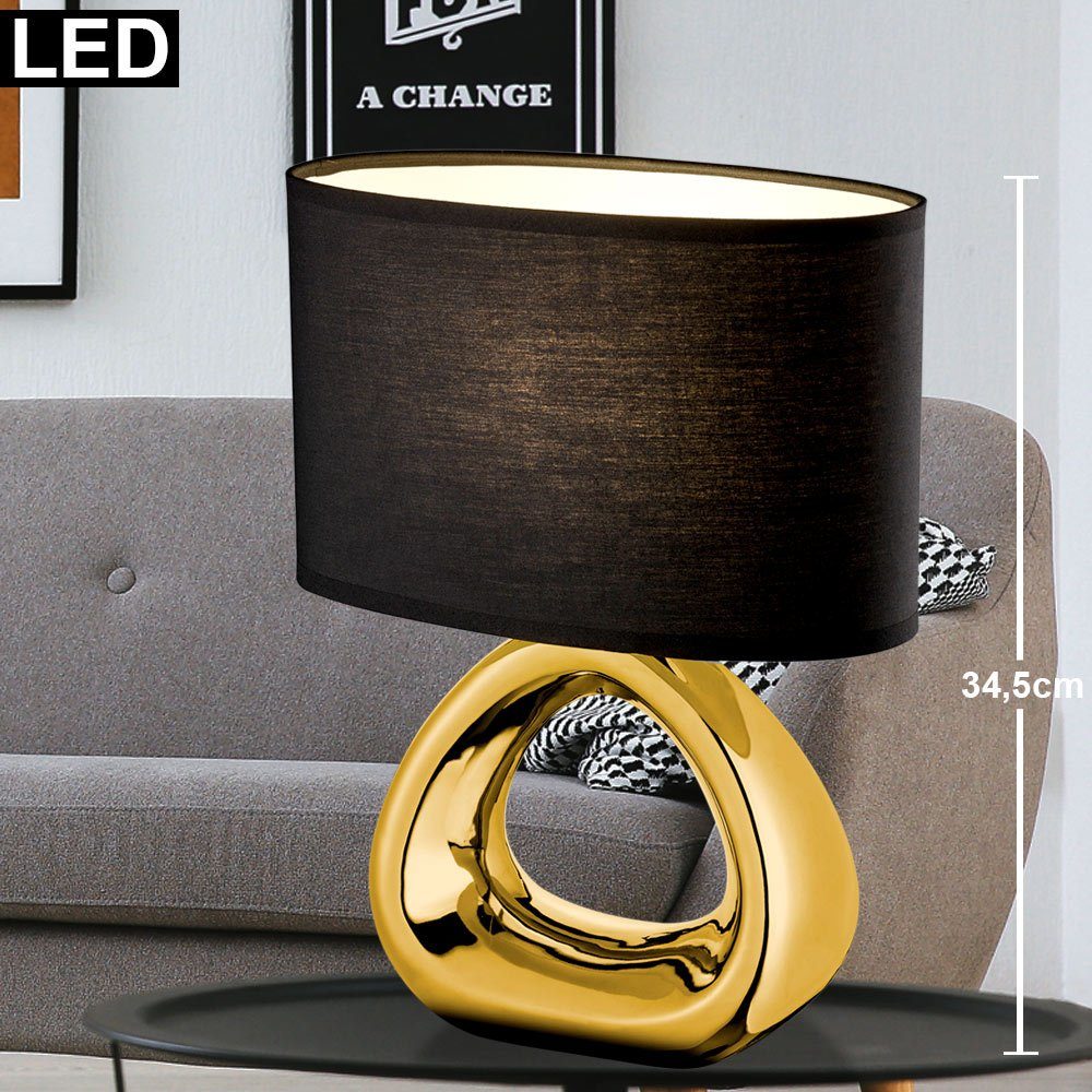 etc-shop Leuchtmittel Lampe- Schreib inklusive, Leuchte Tisch Tischleuchte, Keramik LED Nacht Design Textil Warmweiß,