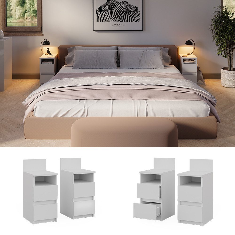 Vicco Nachtschrank Monty, Weiß, 25 x günstig online kaufen