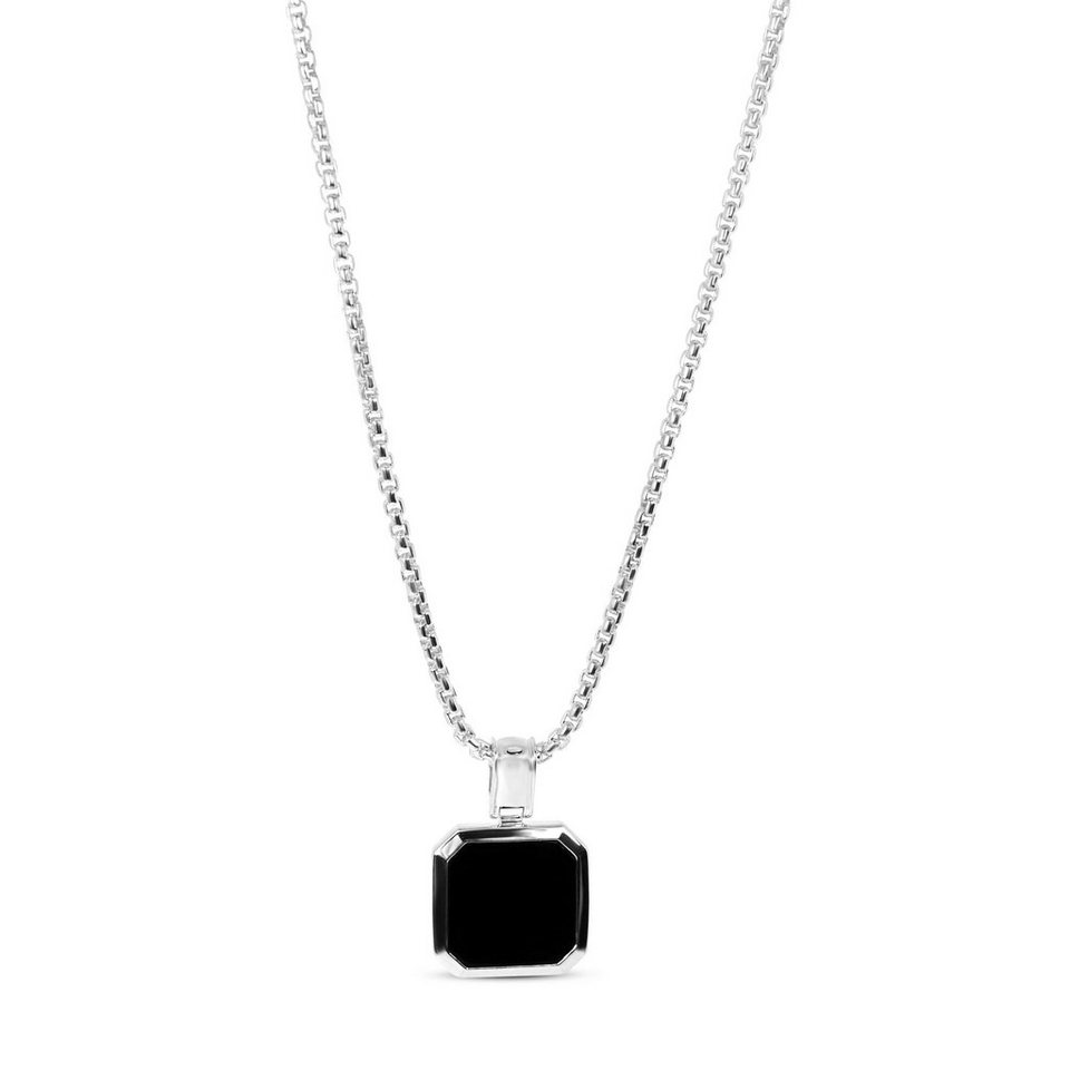 Sprezzi Fashion Kette mit Anhänger Herren Halskette Silber mit Onyx Stein  Anhänger aus 925er Silber