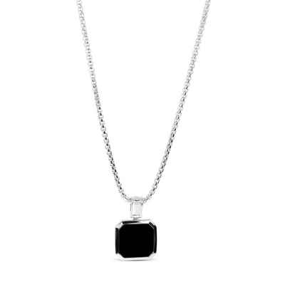 Sprezzi Fashion Kette mit Anhänger Herren Halskette Silber mit Onyx Stein Anhänger aus 925er Silber