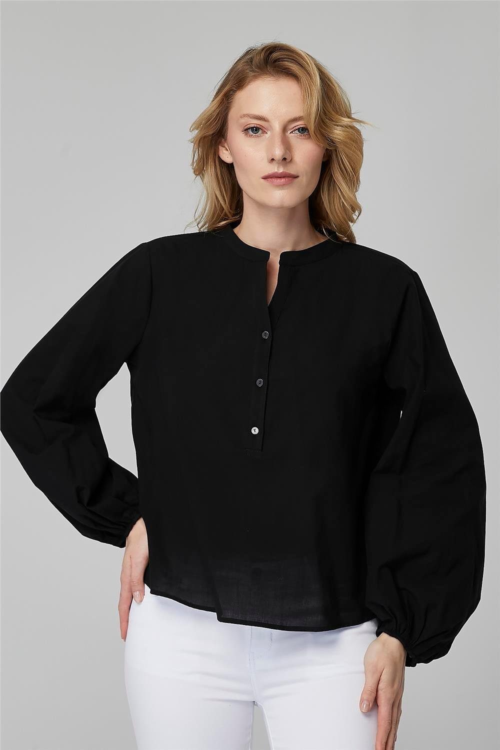 Hemdbluse Rundhals T-Shirt