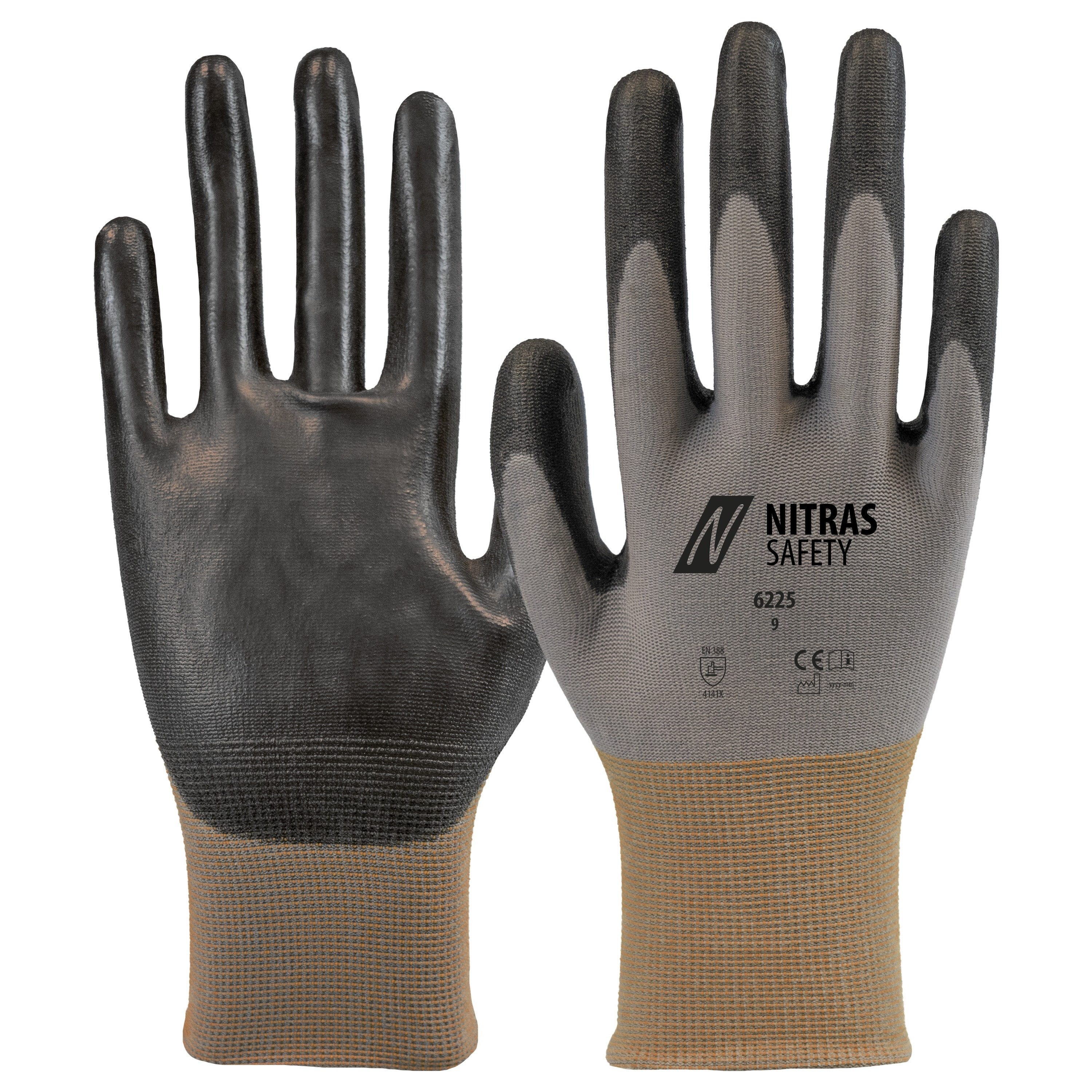 Nitras Arbeitshandschuhe NITRAS SAFETY unisex Arbeitshandschuhe 6225 grau Größe 9
