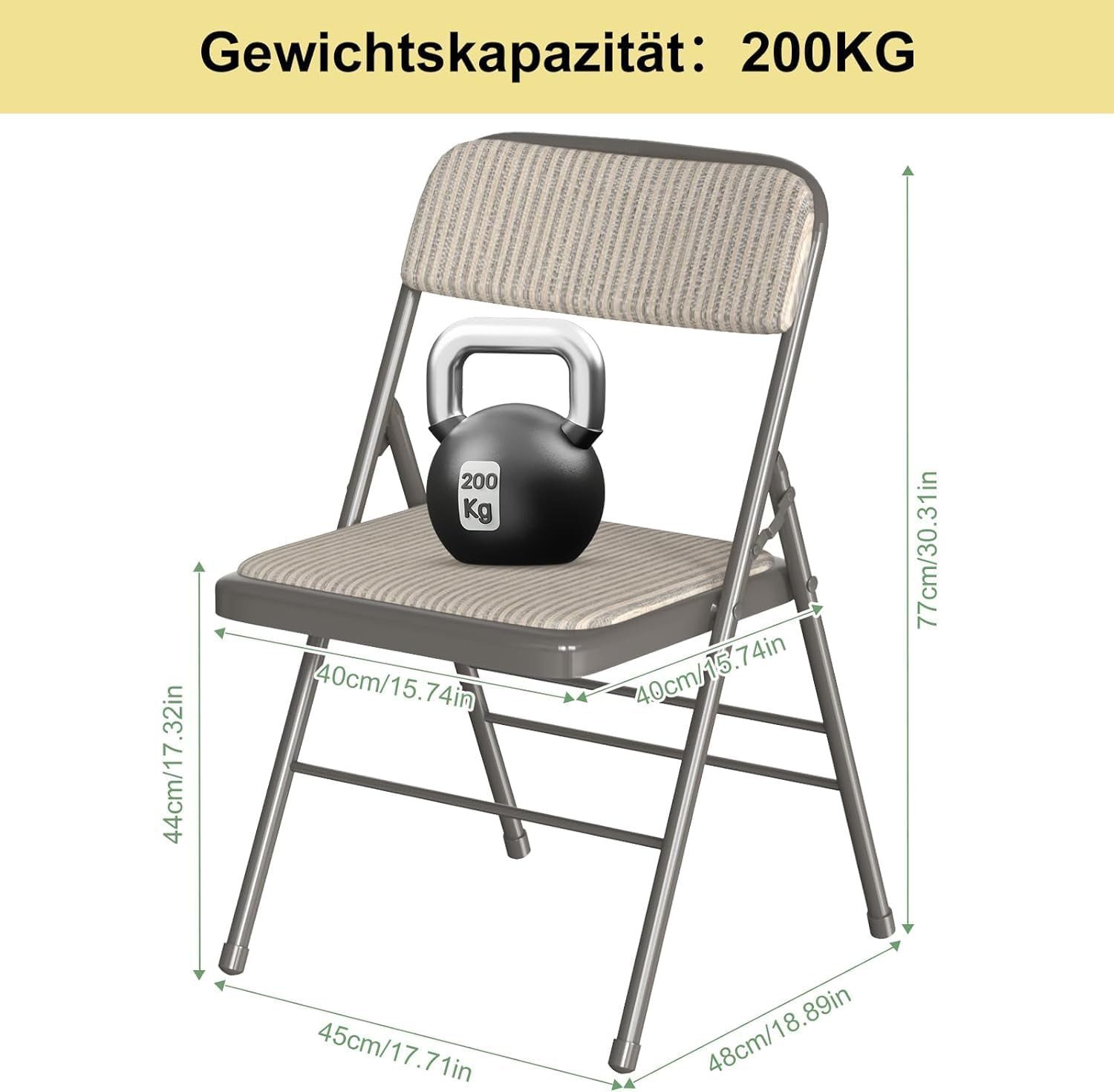 JEOBEST Klappstuhl Essstühle, Tragbare gepolsterte Küchenstühle günstig online kaufen