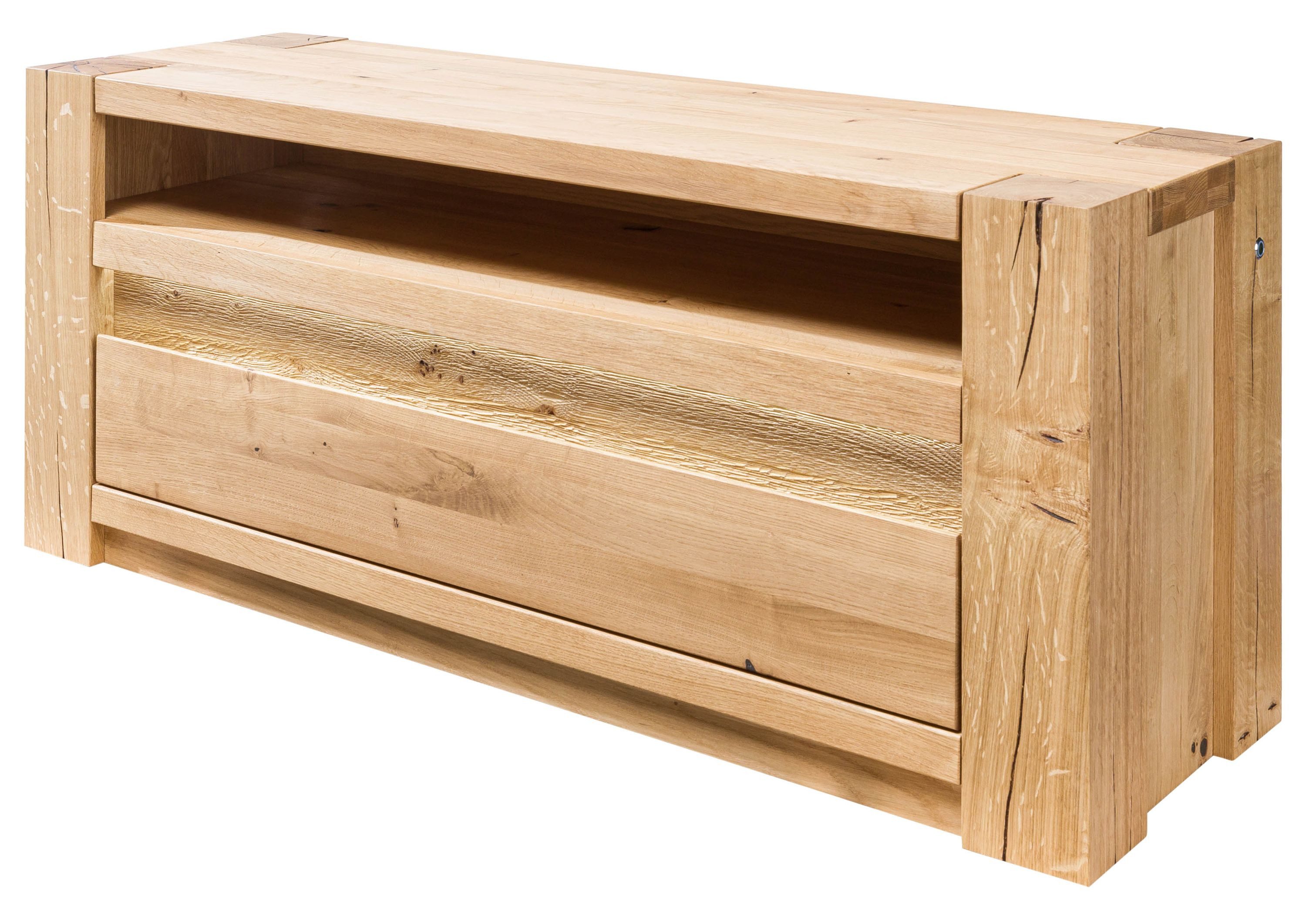 Massivmoebel24 TV-Board KENT (Massivholz), Wildeiche 123x40x53 beige geölt KENT #209