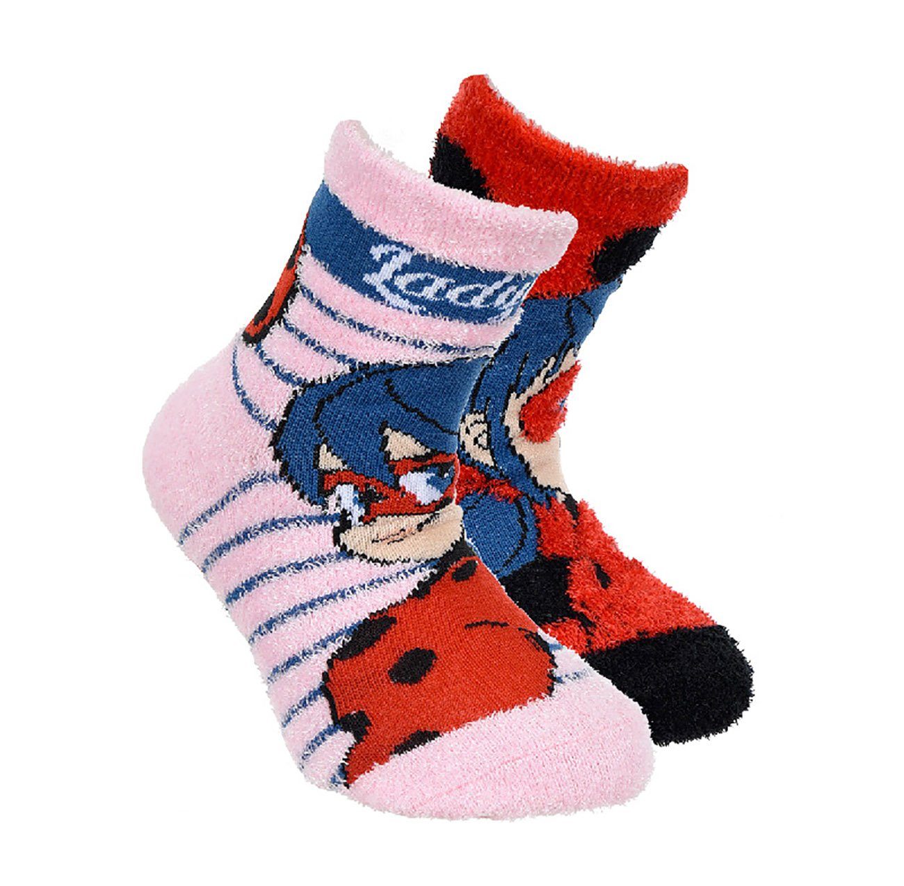 Ladybug Sun Kinder Socken 2er Miraculous Antirutsch-Socken, City rot-pink Pack,