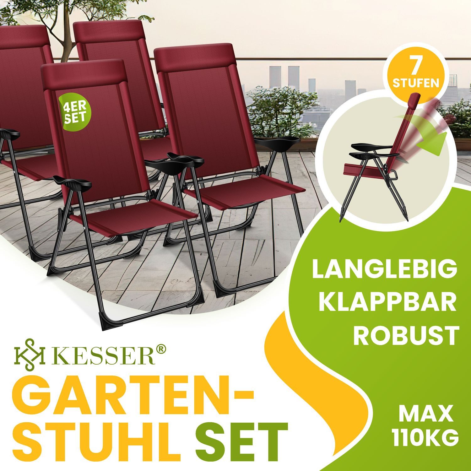 KESSER Gartenstuhl, 2er Set Gartenstuhl Hochlehner günstig online kaufen