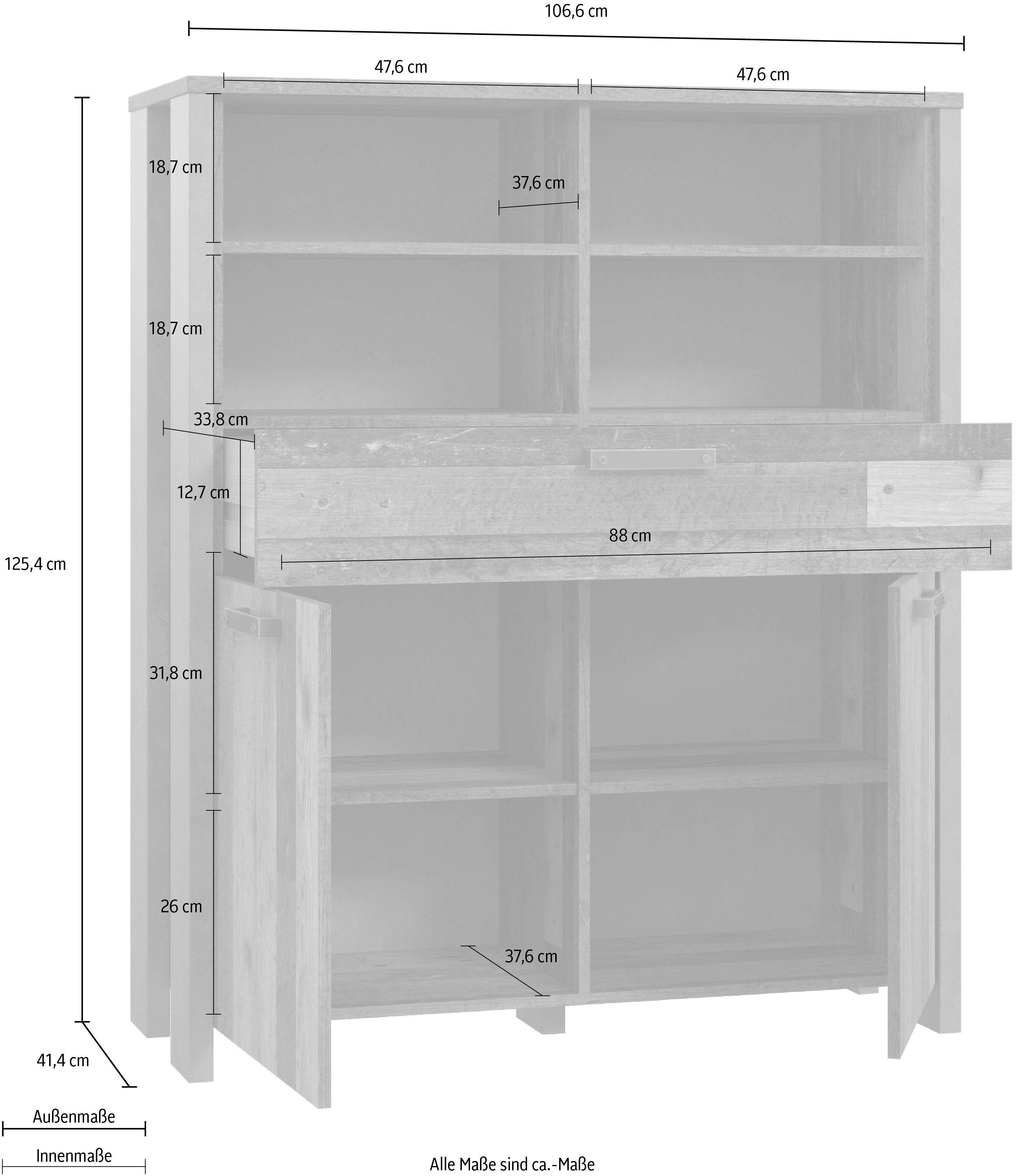 FORTE Highboard Clif, Breite 106 cm