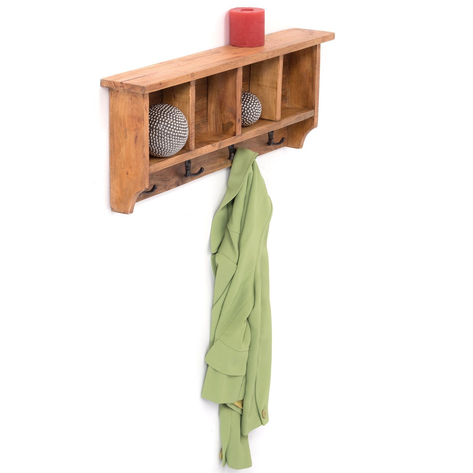 DESIGN DELIGHTS Wandgarderobe RUSTIKALE WANDGARDEROBE mit Fächern "VINTAGE 70", 70x27x11cm(BxHxT)
