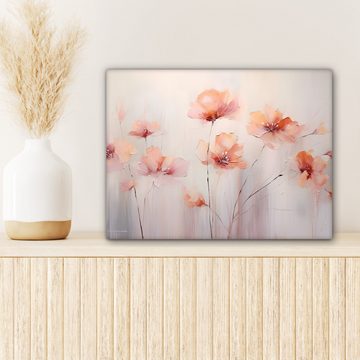 OneMillionCanvasses® Leinwandbild Mohn - Blumen - Kunst - Abstrakt - Aquarell, Rosa, Weiß (1 St), Wandbild Leinwandbilder, Aufhängefertig, Wanddeko 40x30 cm