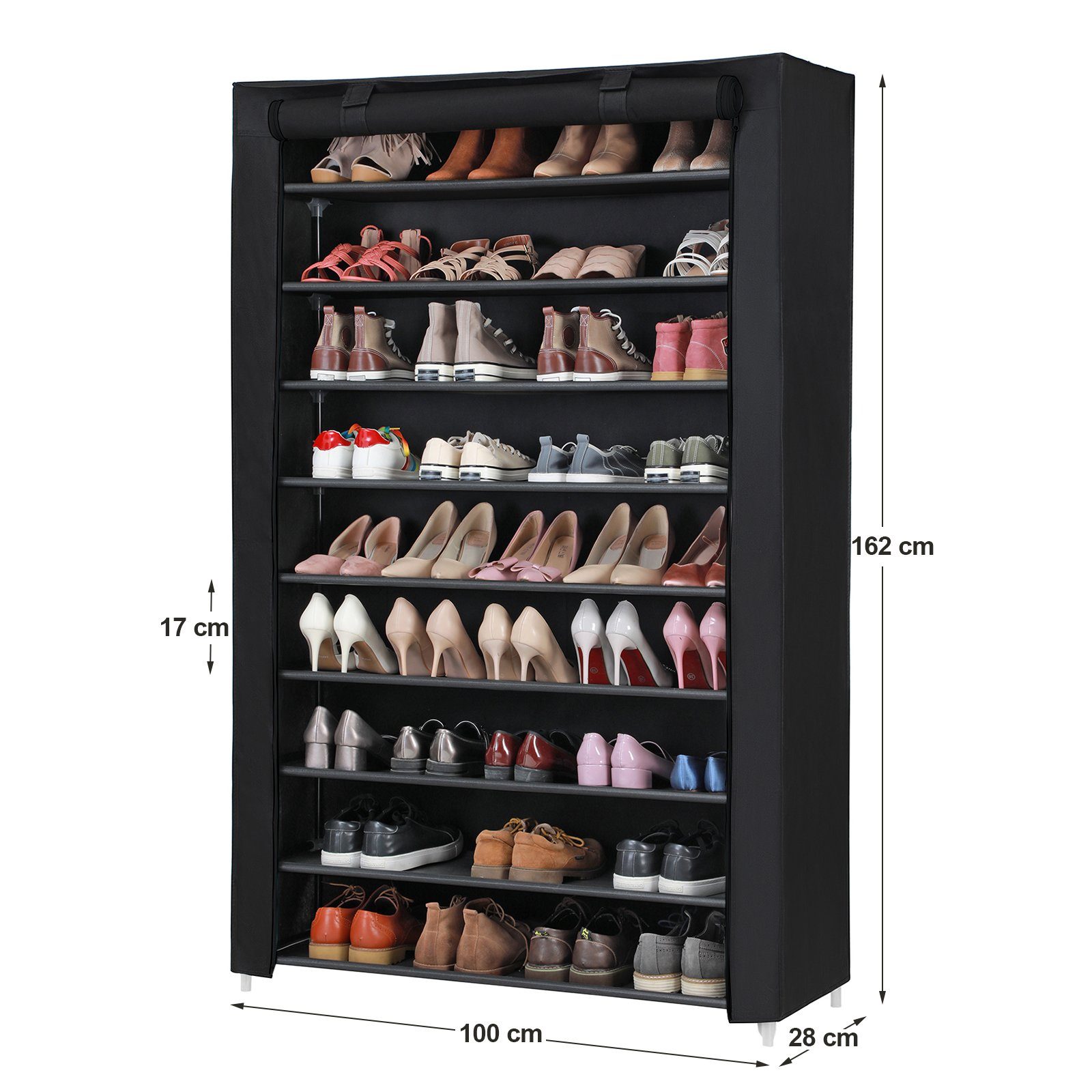 Ebenen, 10 Stoffschrank, Vliesstoff, SONGMICS Schuhschrank Schuhregal