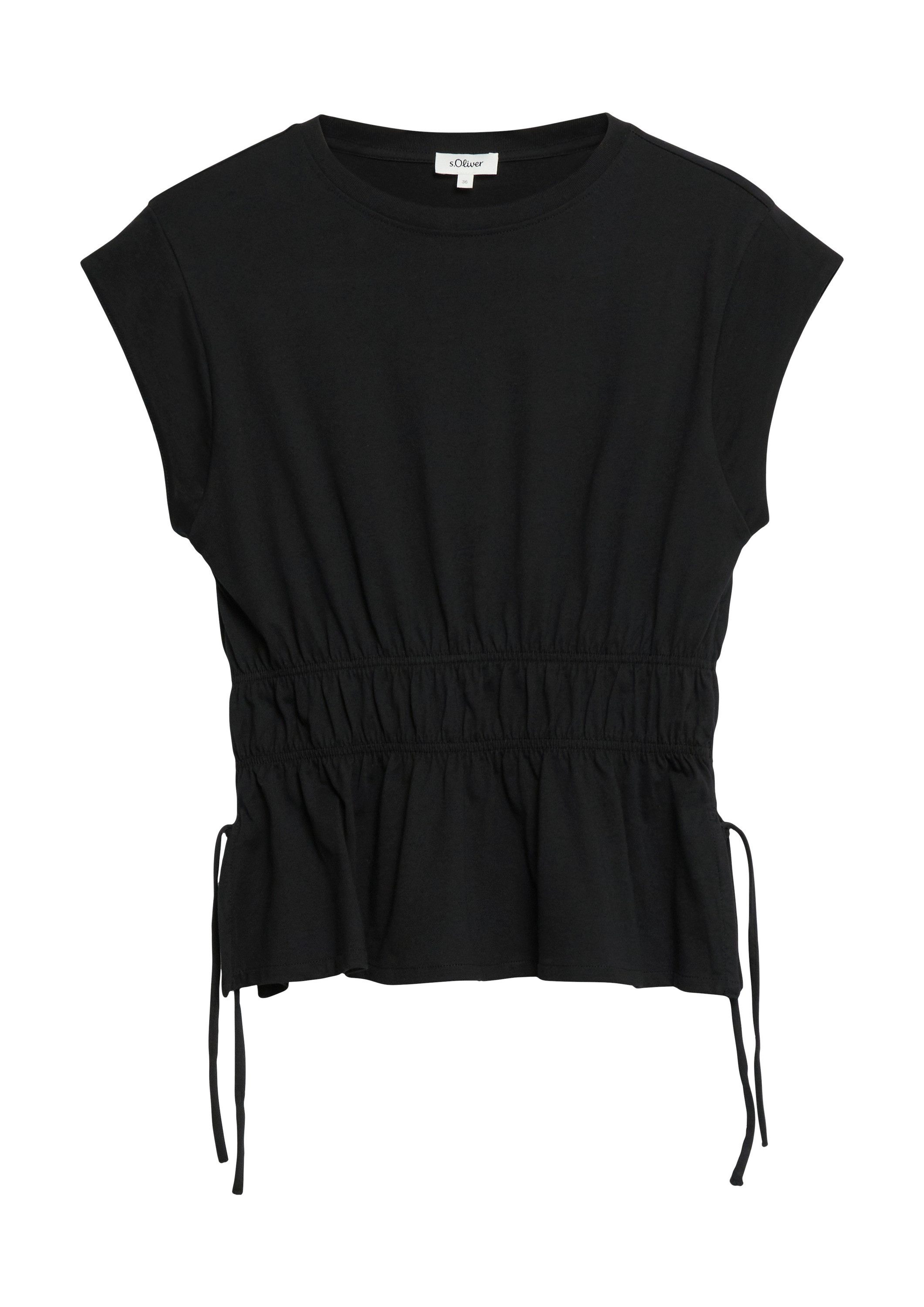 s.Oliver Muscleshirt T-Shirt T-Shirt mit Taillenraffung und Schleifendetail
