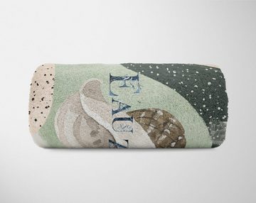 Sinus Art Handtücher Handtuch Strandhandtuch Saunatuch Kuscheldecke Kunstvoll Ozean Seemuschel schönes Mot, Baumwolle-Polyester-Mix (1-St), Handtuch