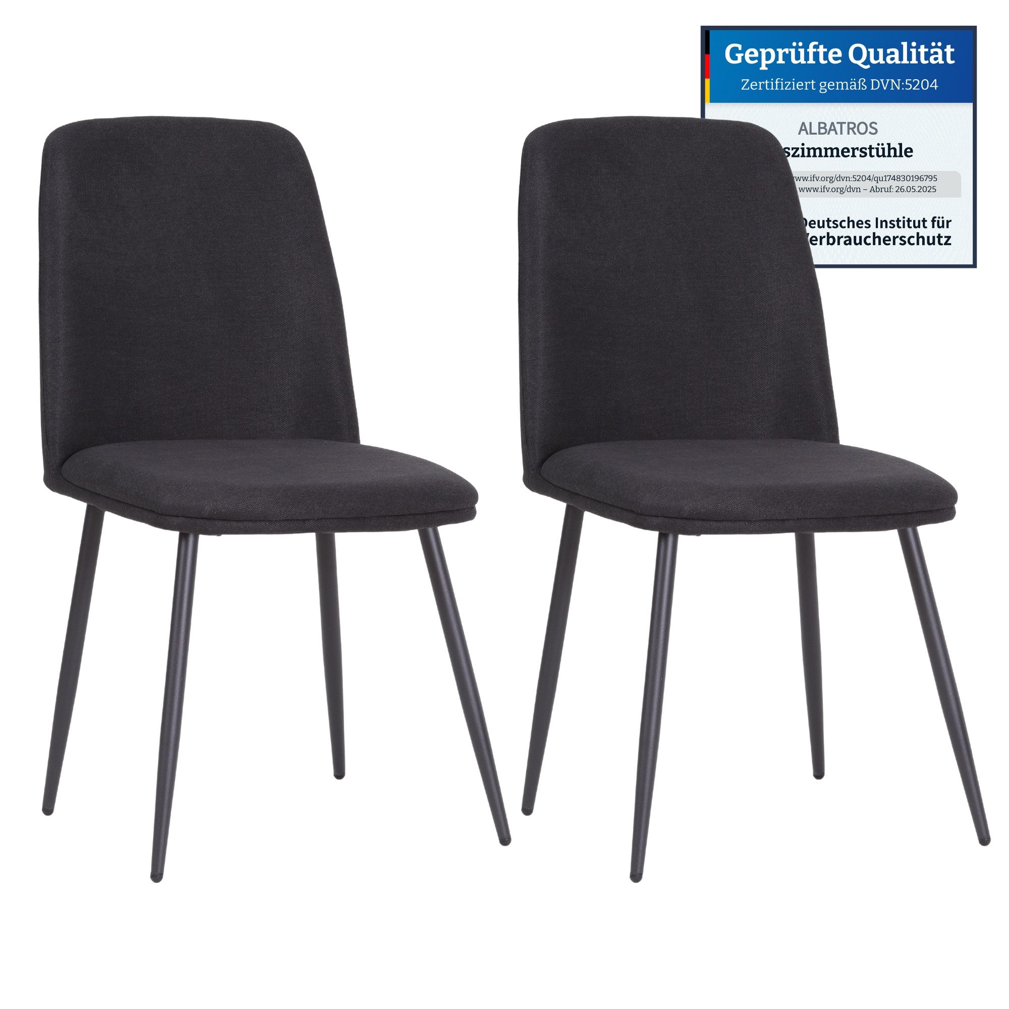 Albatros International Esszimmerstuhl BONO Strukturstoffstuhl Schwarz– 2er- günstig online kaufen