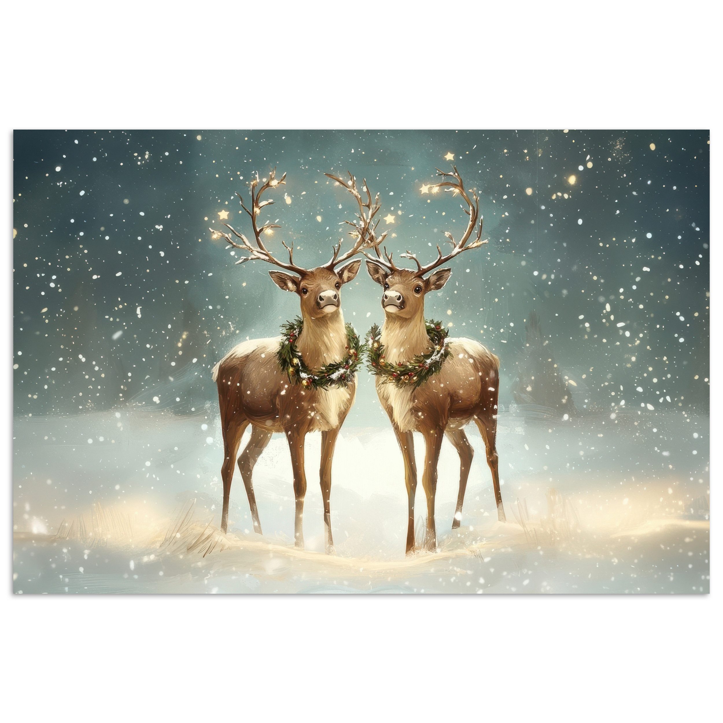 MuchoWow Poster Weihnachtszauber - Winterwald - Rentier, (1 St), Poster ohn günstig online kaufen