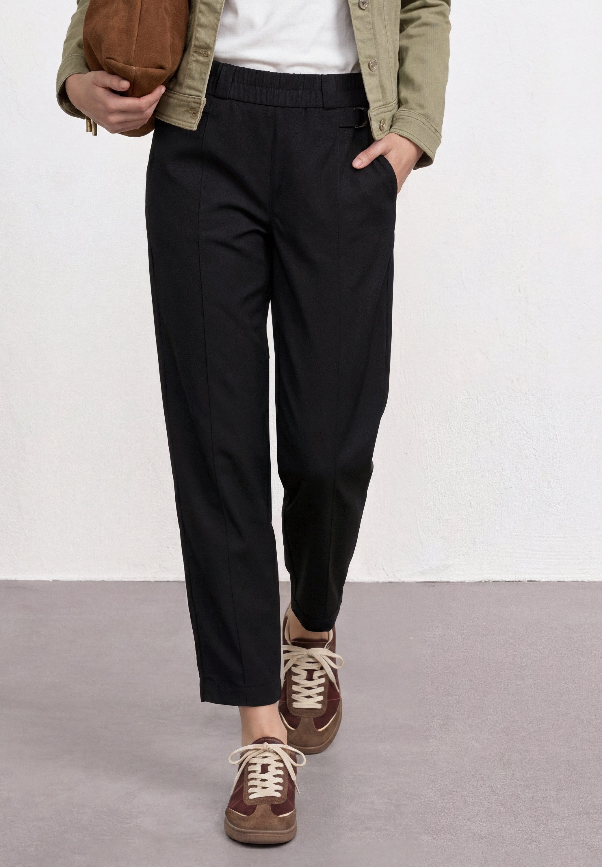 STREET ONE Stoffhose Barrel Leg Hose mit Schnallendetail