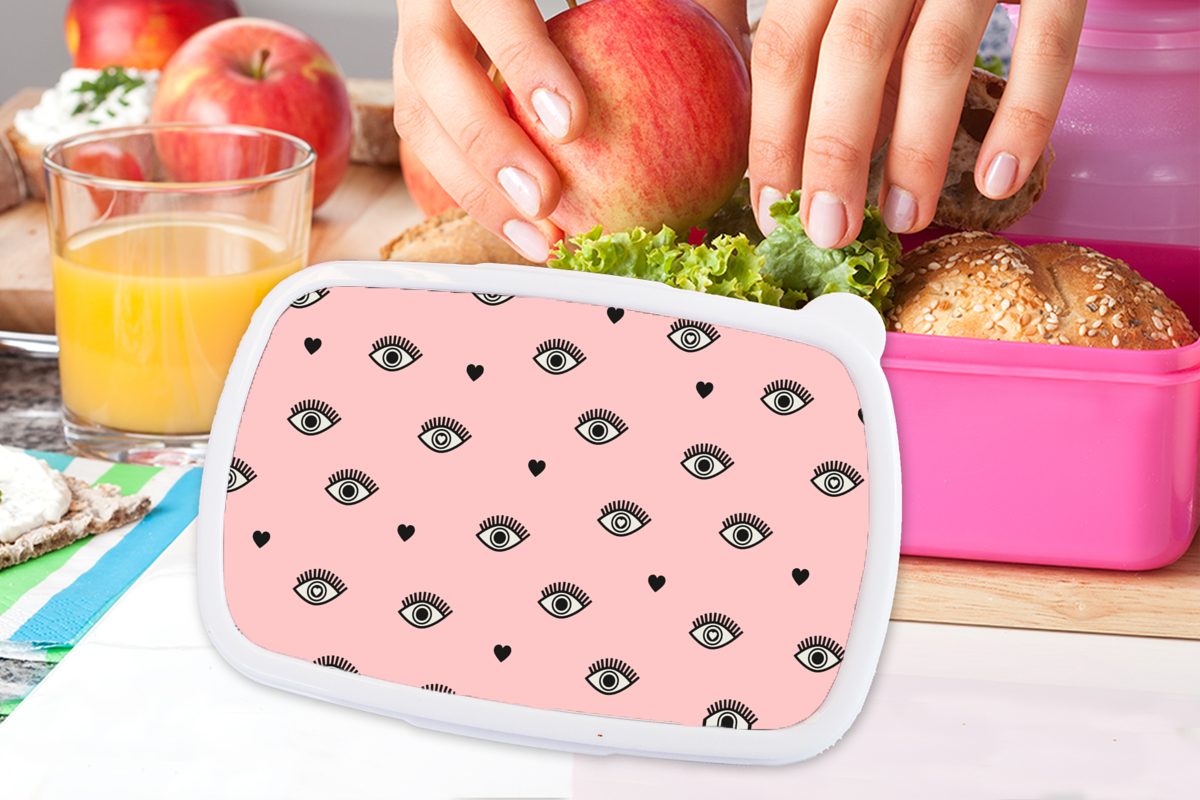 - Mädchen Kinder Brotdose Muster Erwachsene, Snackbox, Lunchbox für - - Mädchen Mädchen, (2-tlg), Kunststoff, Augen Kinder, Kinder, MuchoWow - Rosa Kunststoff Brotbox - -