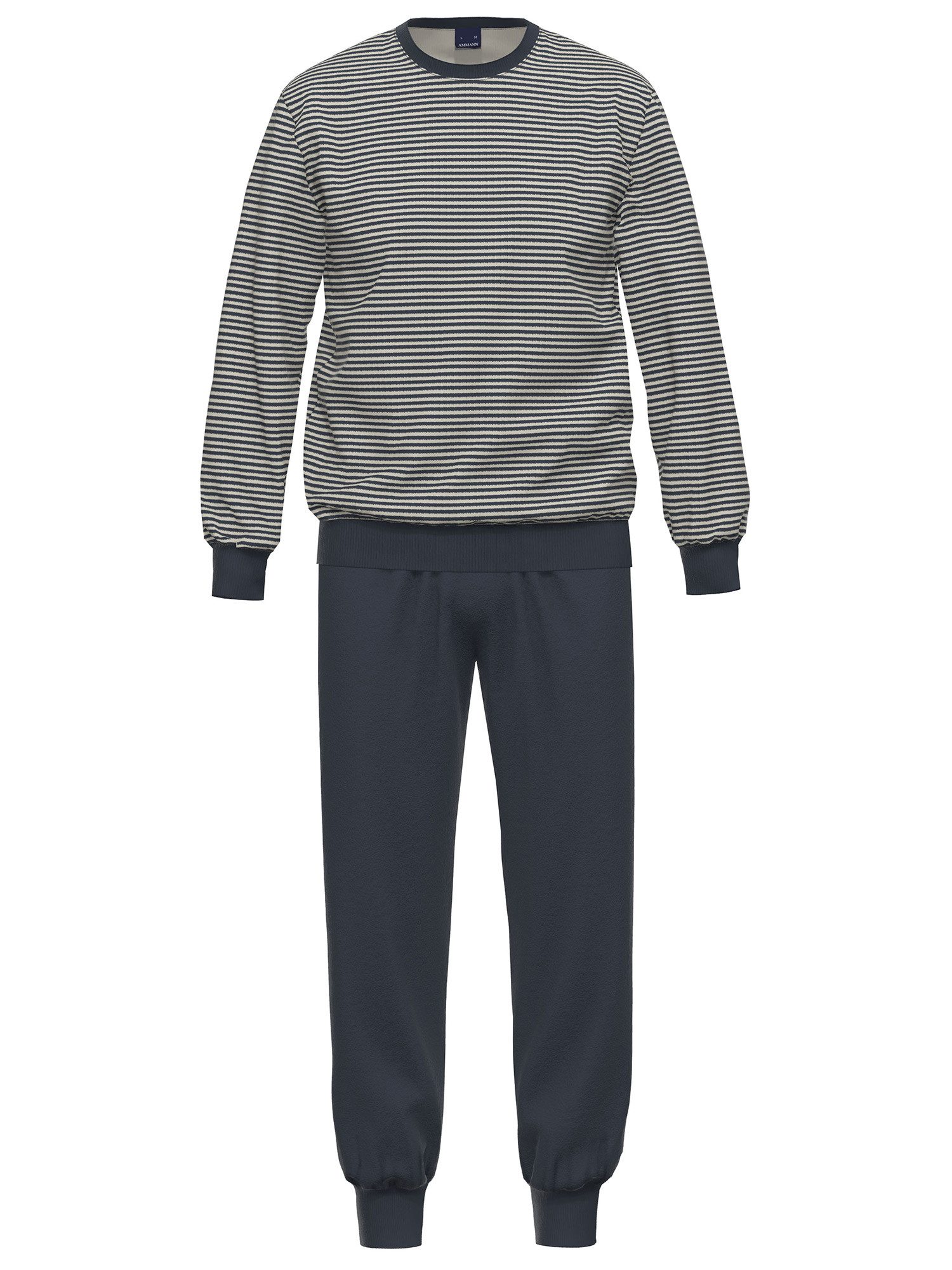Pyjama Herren Pyjama lang, Rundhals Nightwear / Frottee