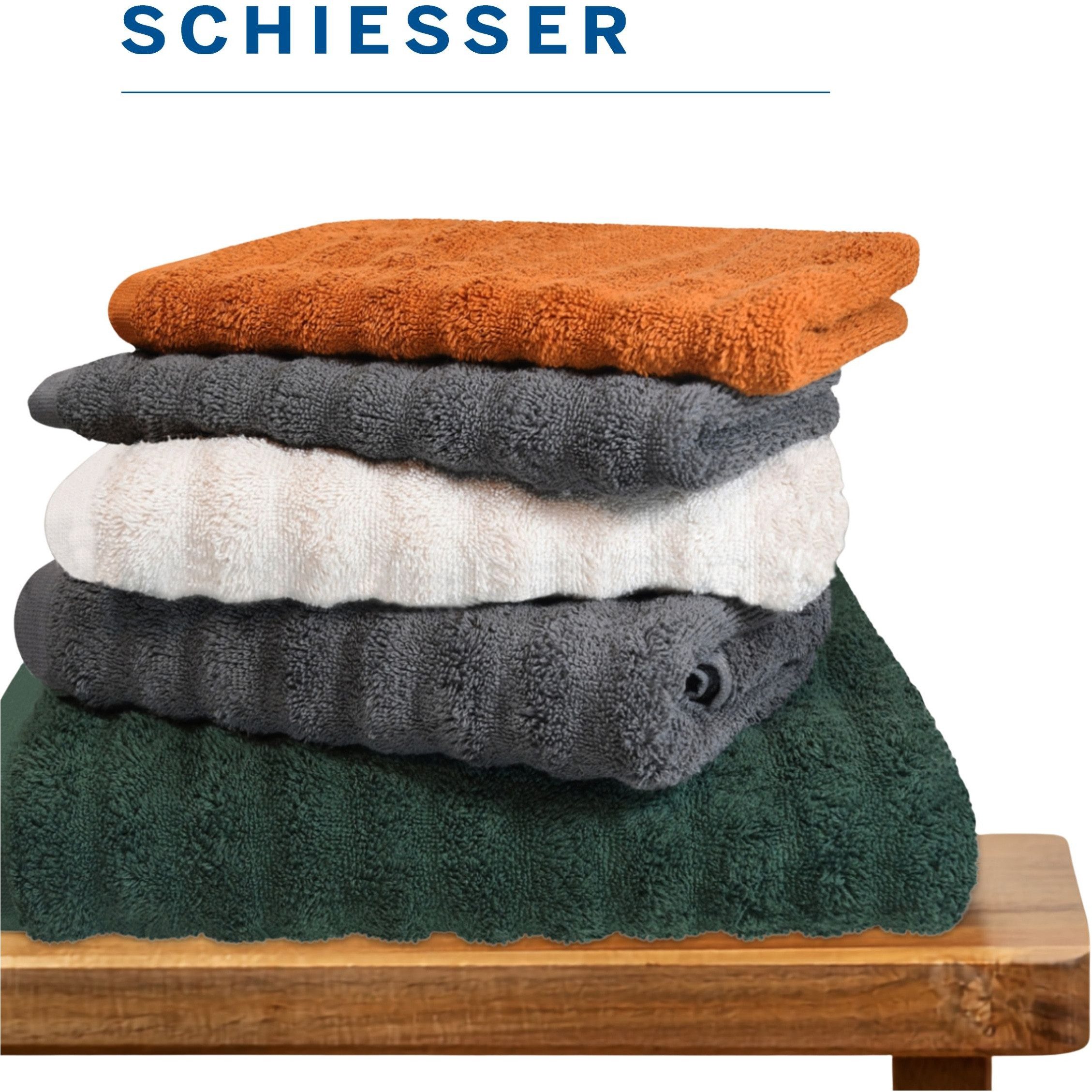 Schiesser Duschtücher Neapel aus 100% Baumwolle mit eleganter Hoch-Tief-Optik, Frottier (2-St), OEKO-TEX® MADE IN GREEN – Bild 4 von 5