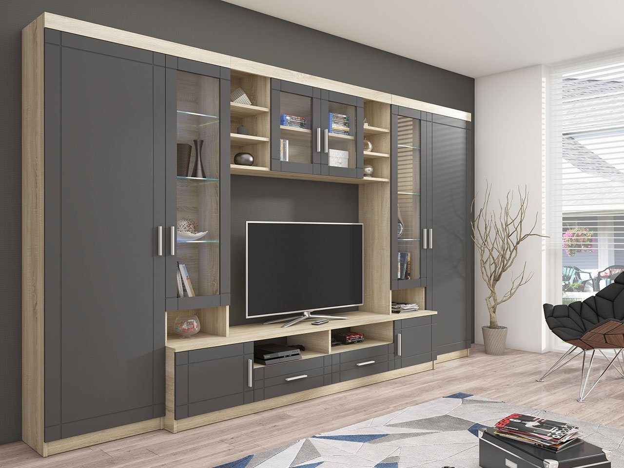 MIRJAN24 Wohnwand Paris, (Komplett-Set, Hochschranke, Hochvitrine, günstig online kaufen