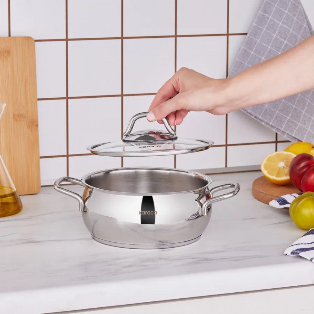 Karaca Kochtopf Karaca Emirgan Induktions Stahltopf Kochtopf Edehlstahl Topf, 18 cm
