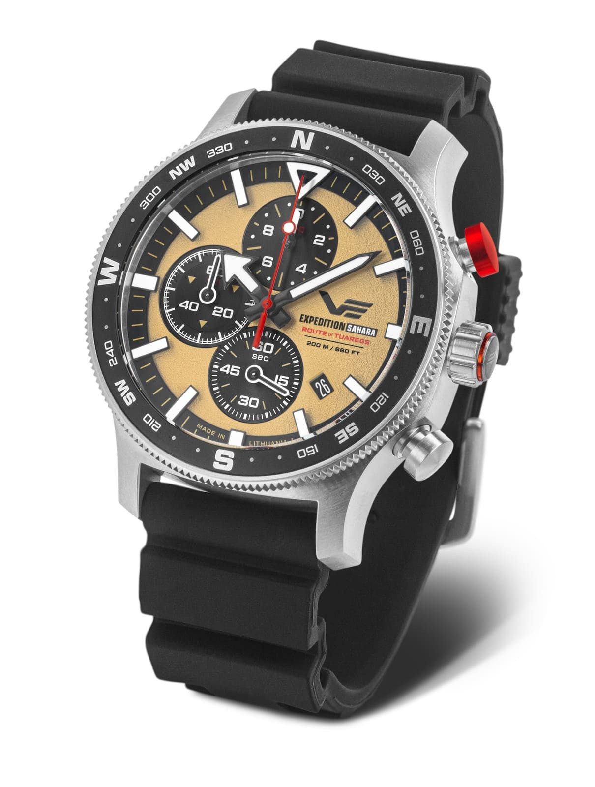 Vostok Europe Chronograph Expedition Sahara 598A753 – Herrenuhr, 48 mm, robustes Design, & sportlicher Look