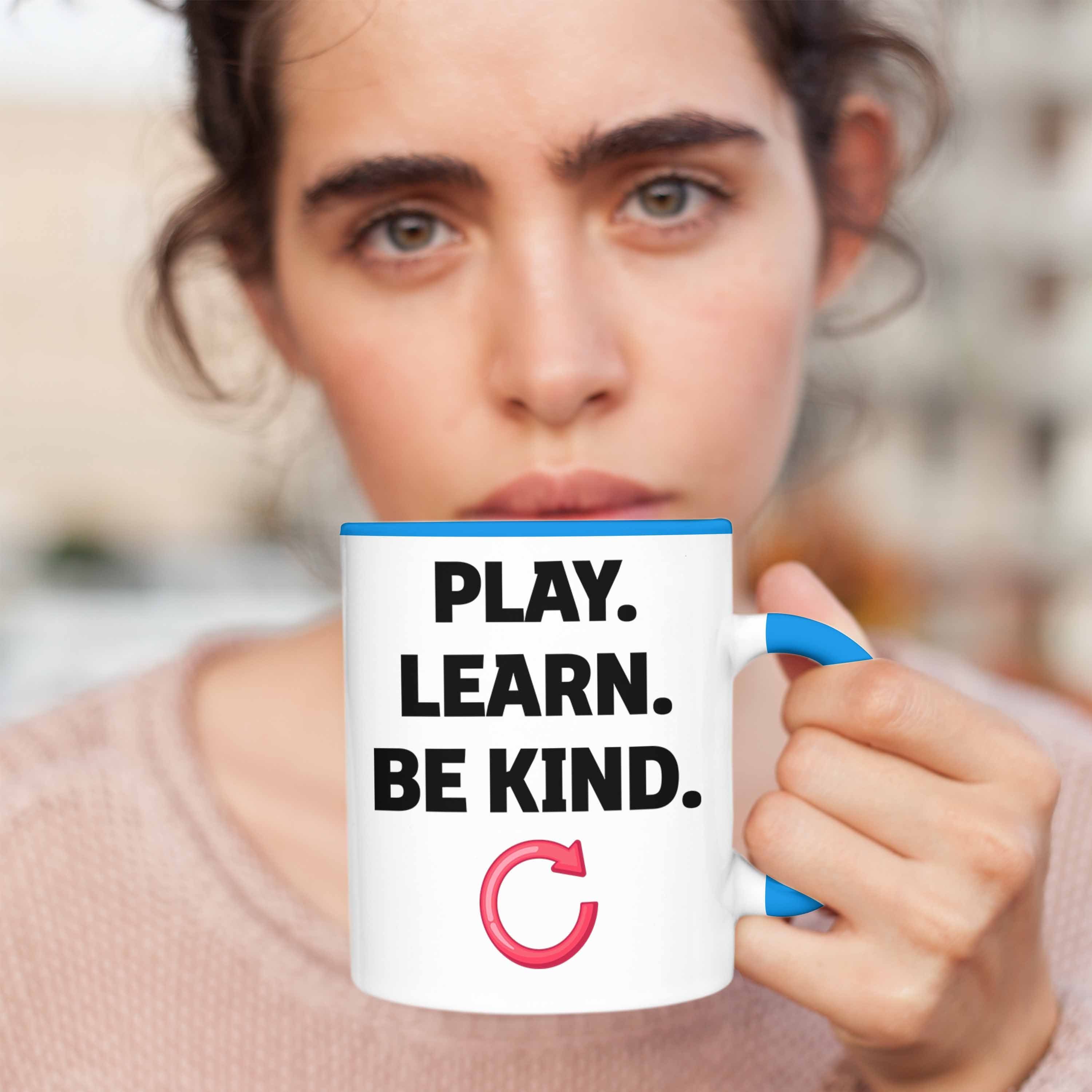 Be Tasse Mo Nett Kind Geschenk Trendation Blau Play Sei Anti Learn Day Kindness Repeat Tasse