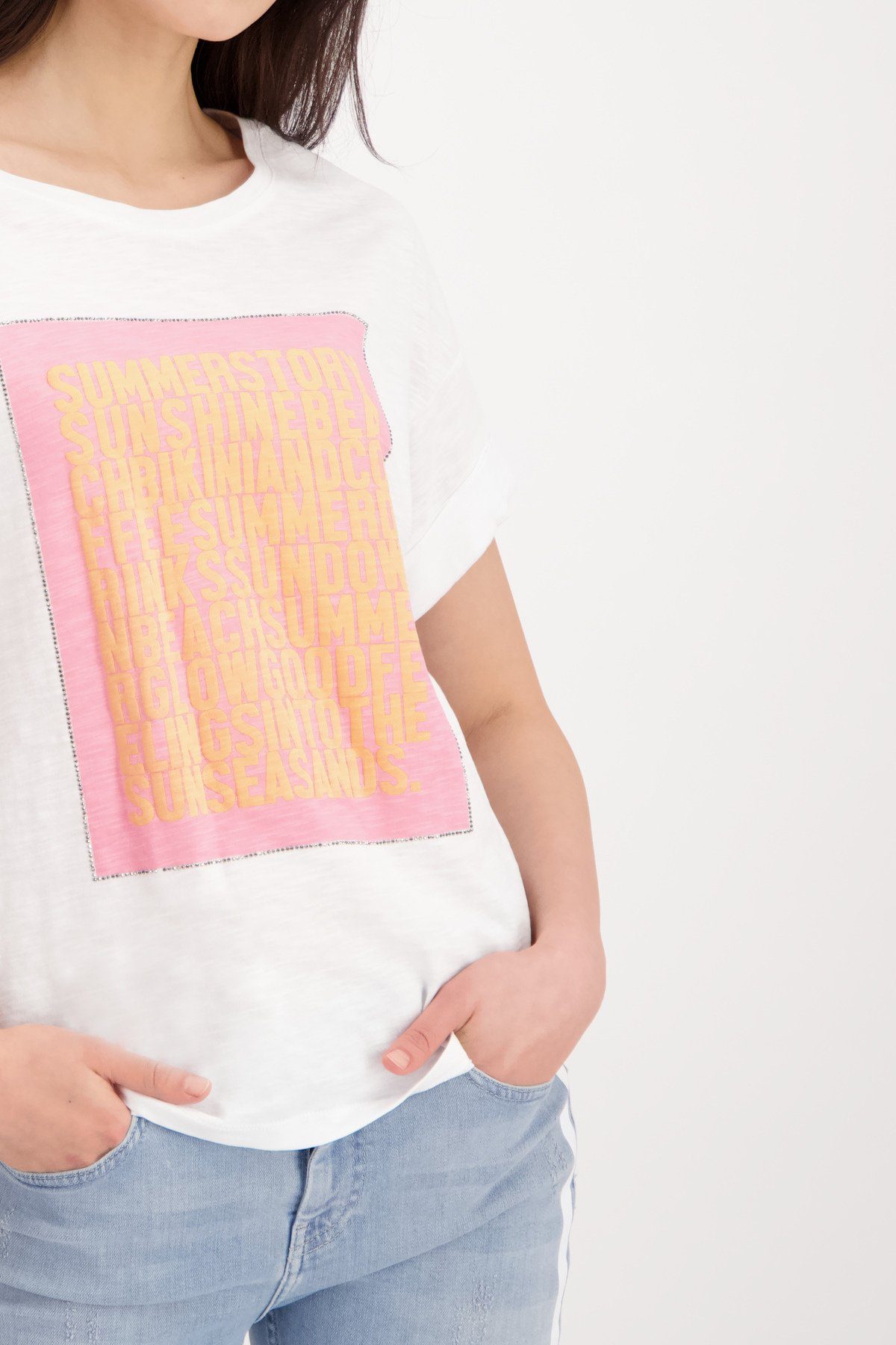 Monari T-Shirt Flammgarn Shirt mit 3D Schrift