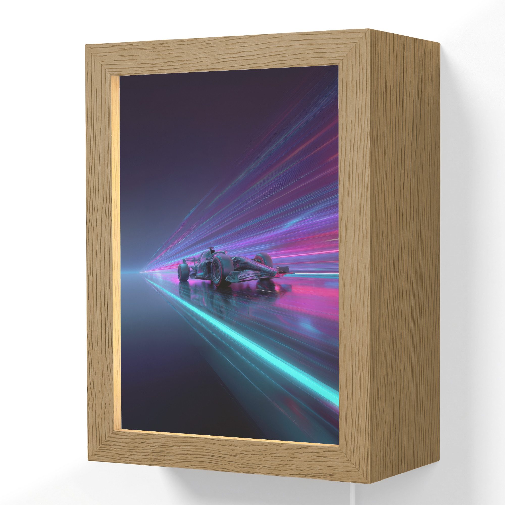 OnlyWow Wandleuchte Lightbox Rennwagen - Neon - Geschwindigkeit - Lila - Jungen, Dimmbar, Farbwechsel, LED, Warmweiß, Kaltweiß, Neutralweiß Einstellbar, Wandlampe Innen, Dimmbar, mit Kabel, LED, Beleuchtung, Kinderzimmer