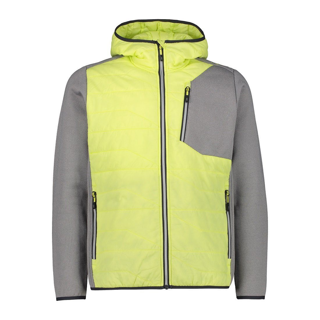 Hybridjacke mit Kapuze und Frontwattierung lime Herren