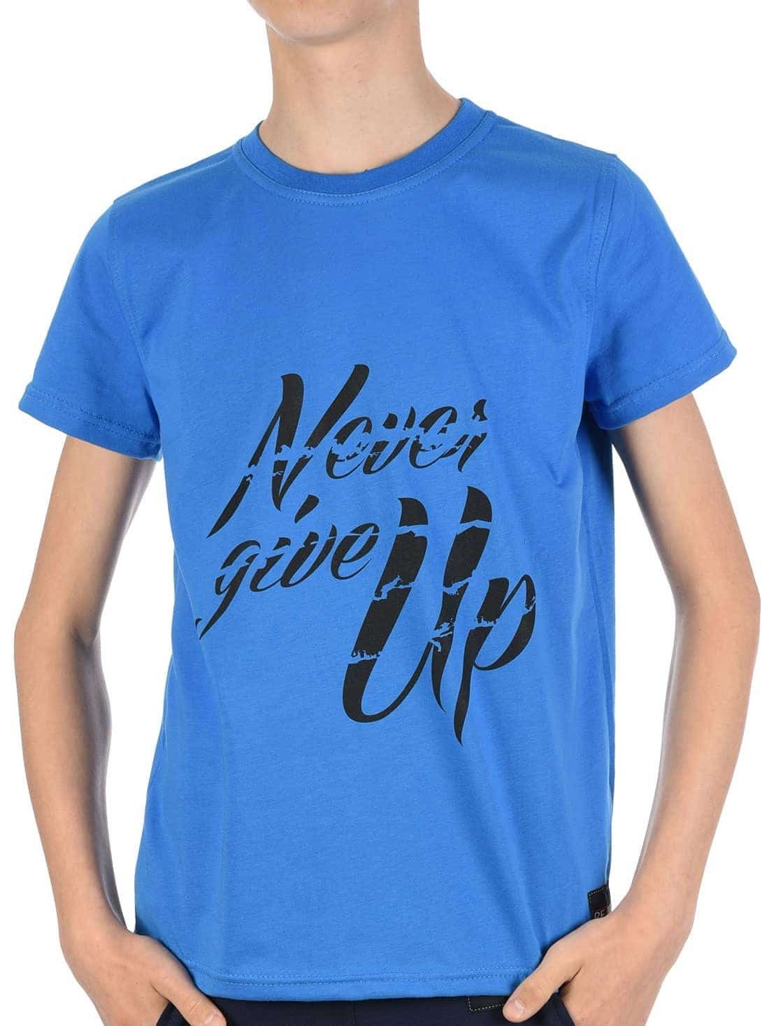 BEZLIT T-Shirt Jungen T-Shirt mit Never Give Up (1-tlg) casual, mit Schriftzug Blau