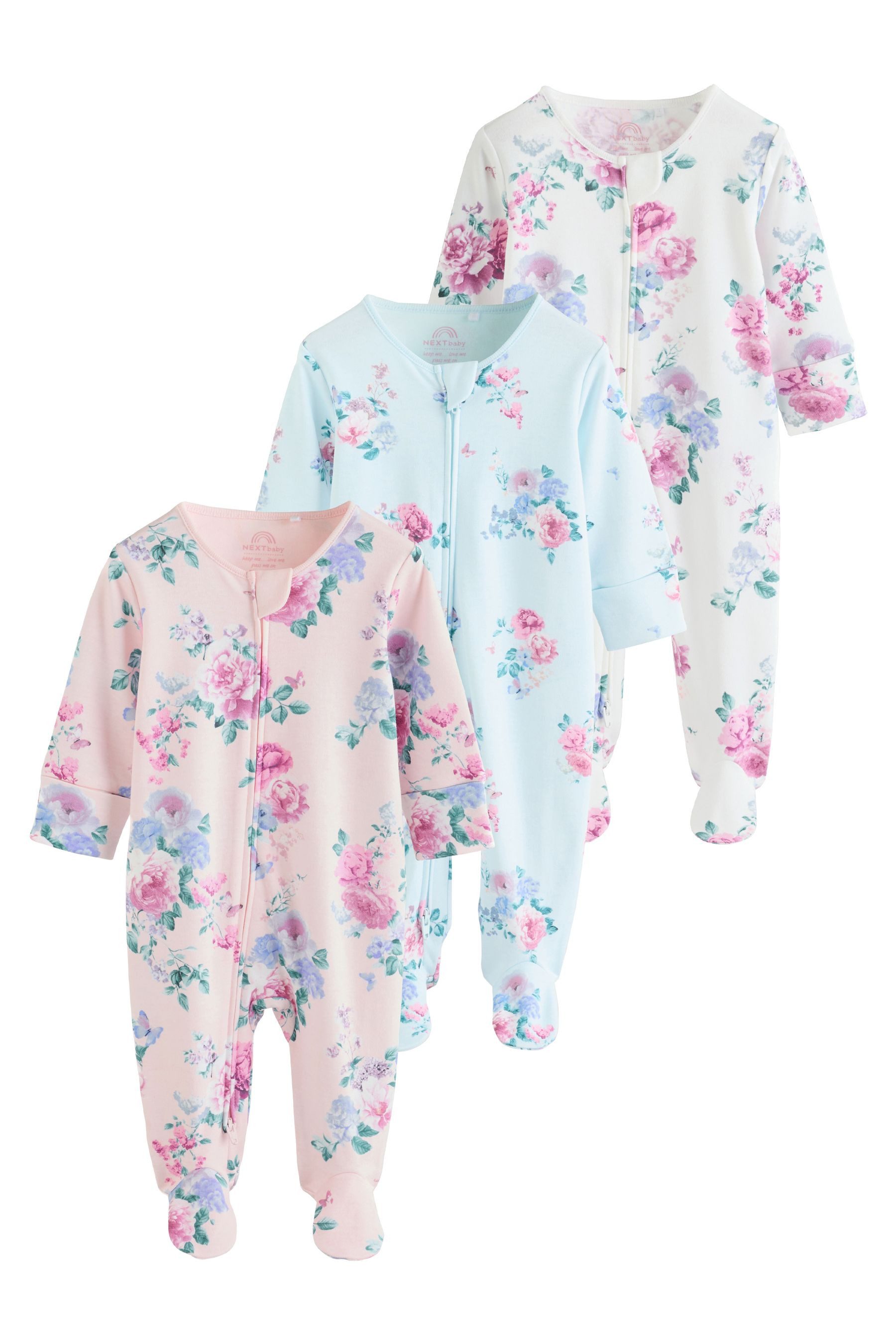 Next Schlafoverall Baby-Schlafanzüge mit Zwei-Wege-RV, 3er-Pack (3-tlg)