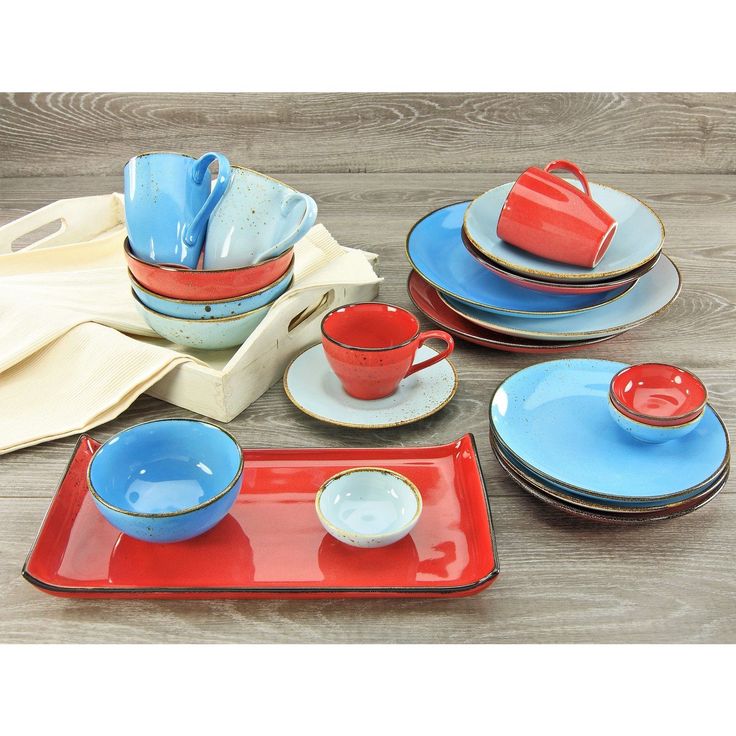 6er (6-tlg) Collection Steinzeug, Hellblau CreaTable Dipschale Pack, Schale Nature