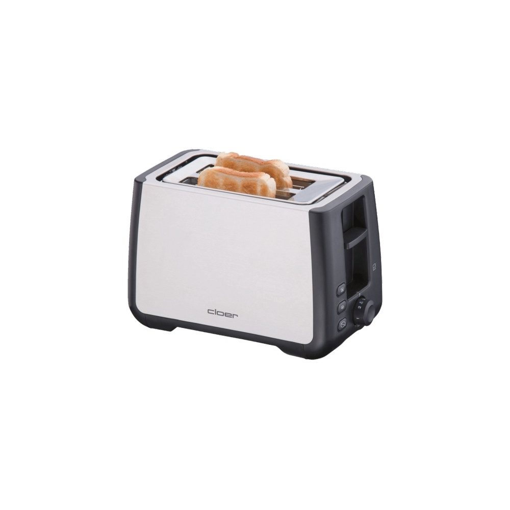 Toaster Cloer Toaster 3569 Edelstahl-Schwarz 2-Scheiben-Toaster
