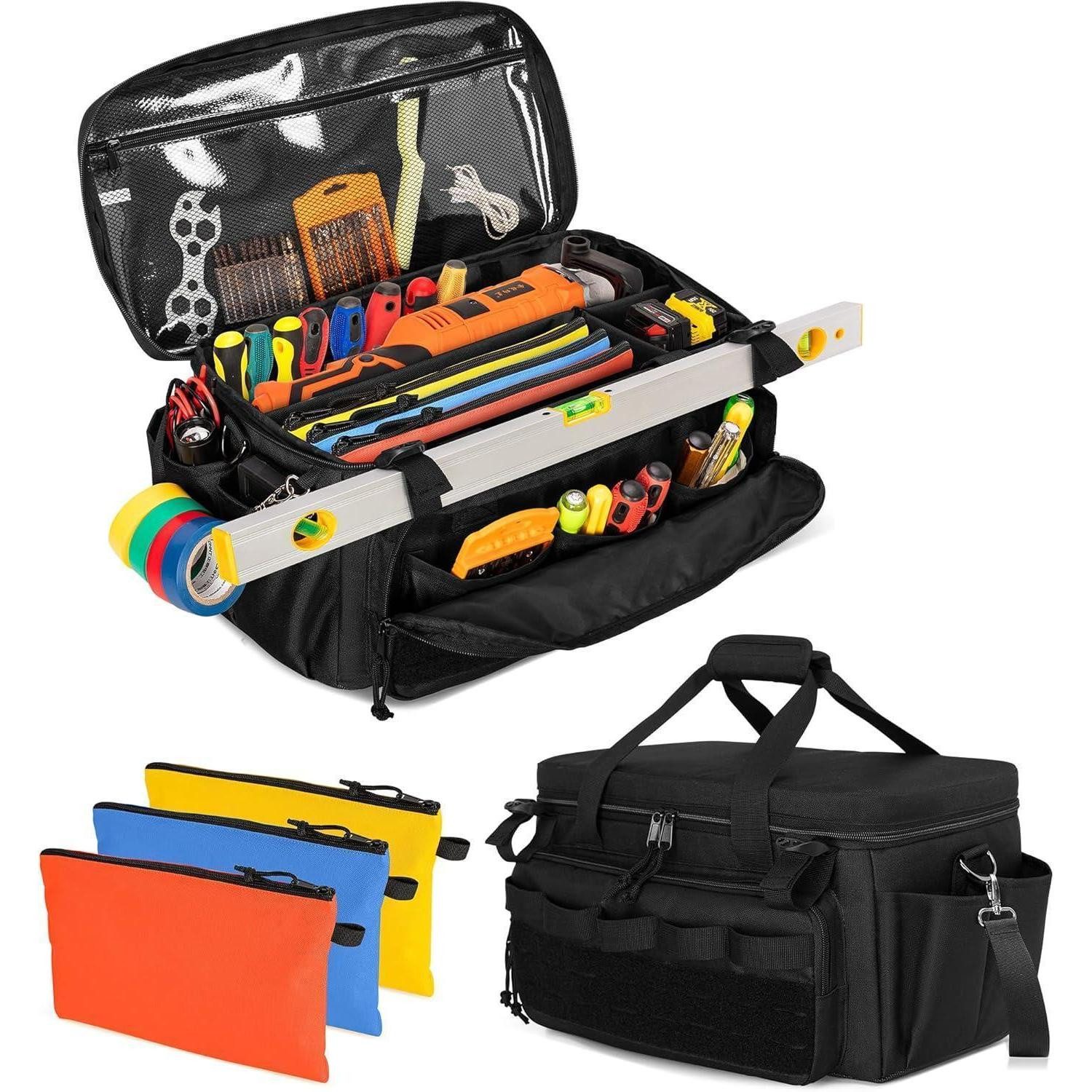 LuxusKollektion Werkzeugtasche Werkzeugtasche mit 3 Beutel Nylon Schwarz