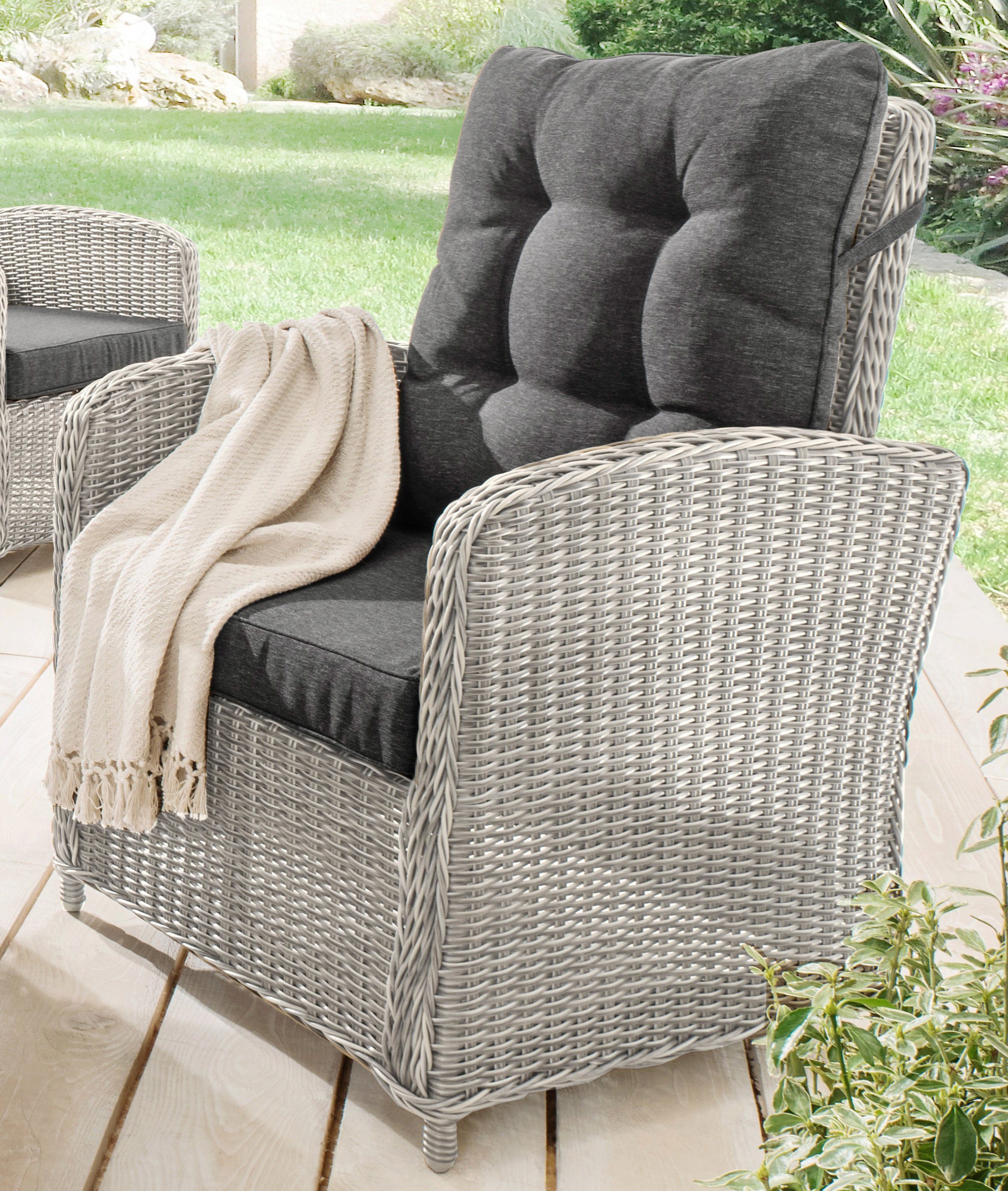 Destiny Loungesessel MERANO, Aluminium, Polyrattan, inkl. Auflagen