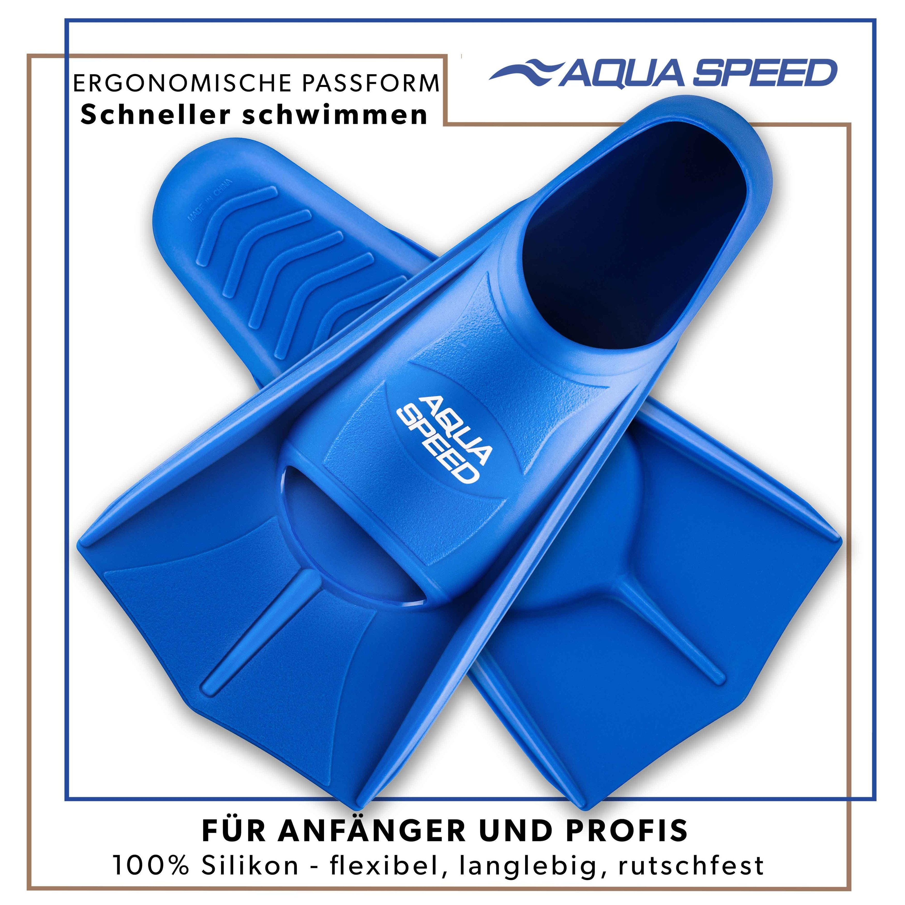 Aqua Speed Flosse Kurze Trainingsflossen Hoher Vortrieb Perfekt für Schwimmtraining, Maximale Kraftübertragung durch verstärkte Seitenelemente