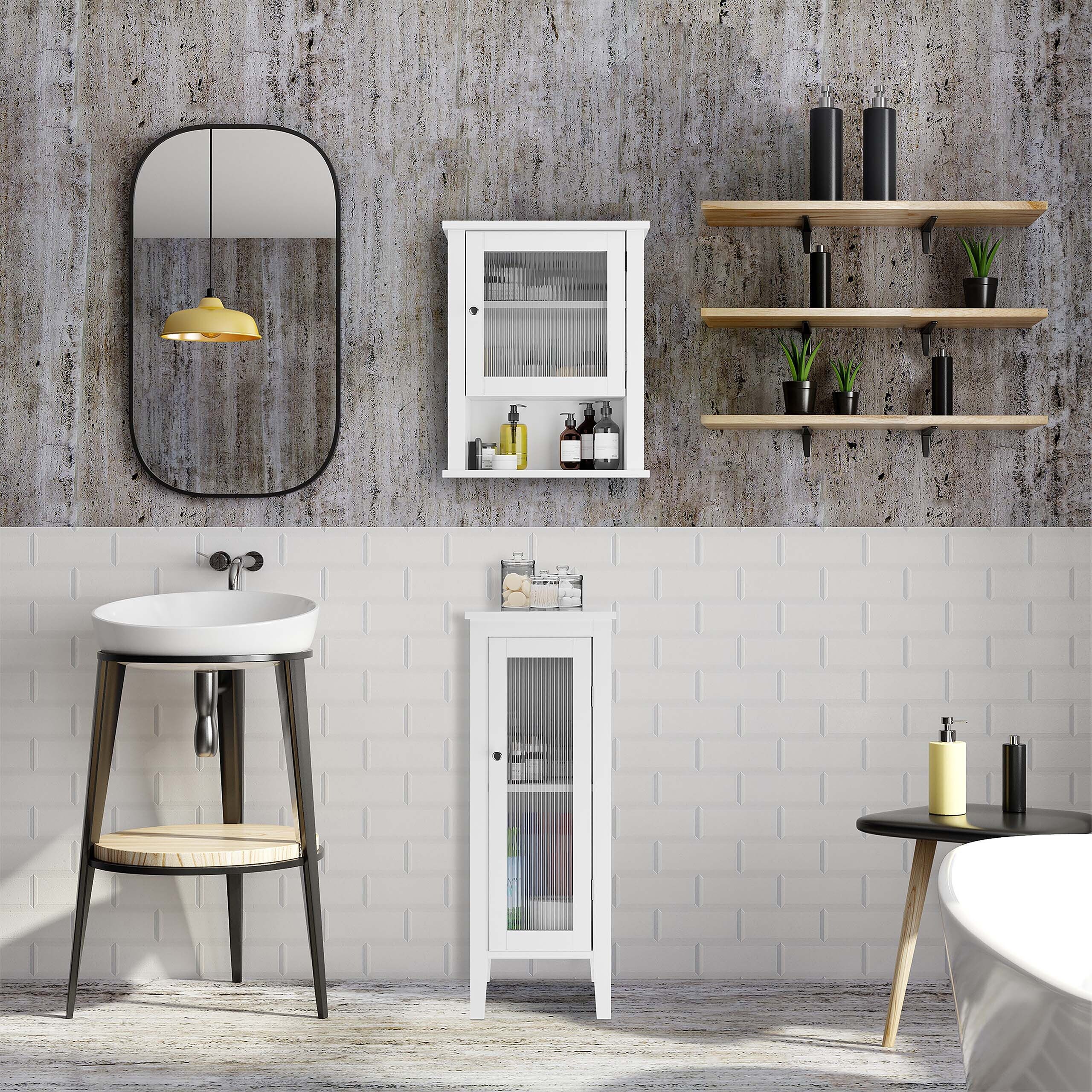 relaxdays Hängeschrank Hängender Badschrank mit Tür (1-St) – Bild 3 von 5