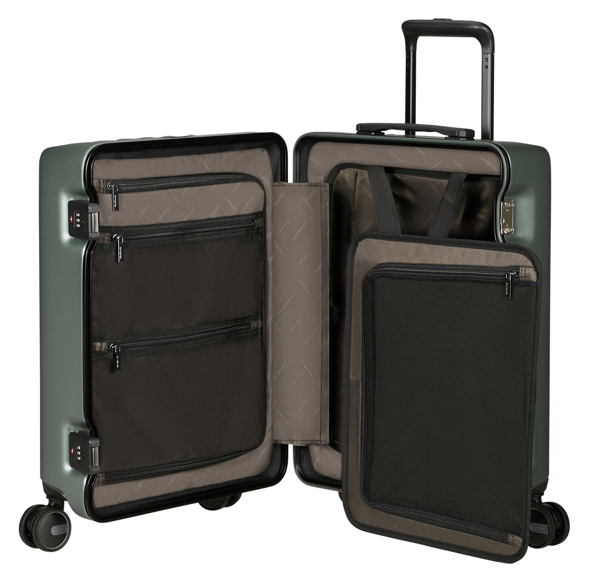 Samsonite Hartschalen-Trolley FOCUS, verschiedene Größen und Farben, 4 Rollen, mit festen Trennwänden und Reißverschlusstaschen