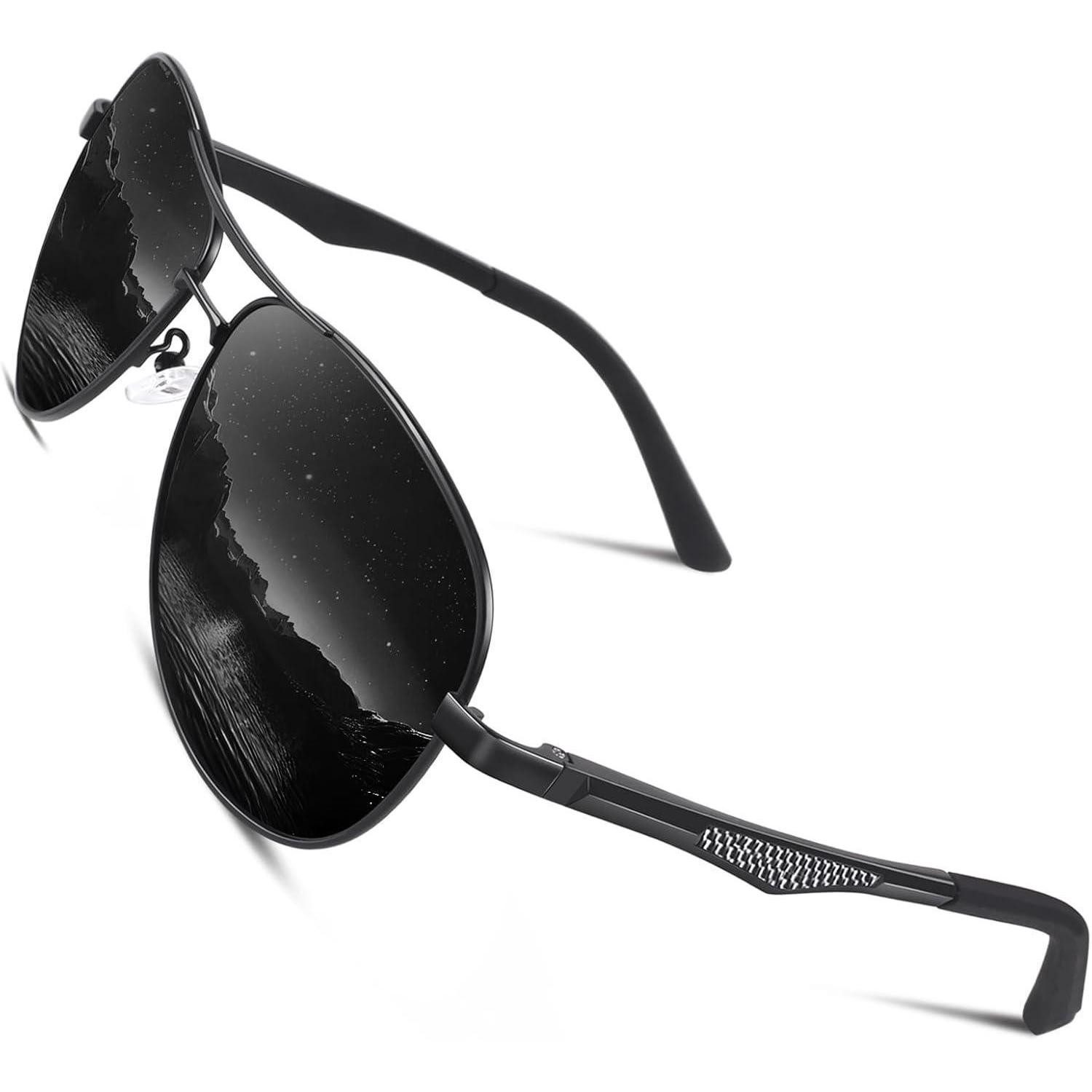 Pilotenbrille Sonnenbrille Herren Pilotenbrille polarisiert UV400 CAT3 Schwarz Grau